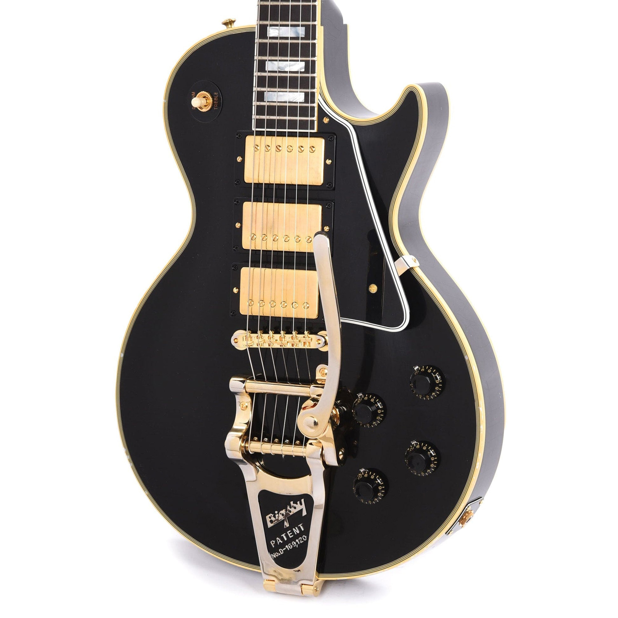 Gibson Custom Shop Murphy Lab 1957 Les Paul Custom 3-Pickup Bigsby Electric Guitar - Ebony Light Aged