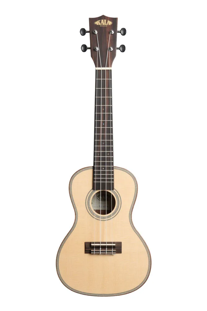 Kala Solid Spruce Top Striped Ebony Series Concert Ukulele