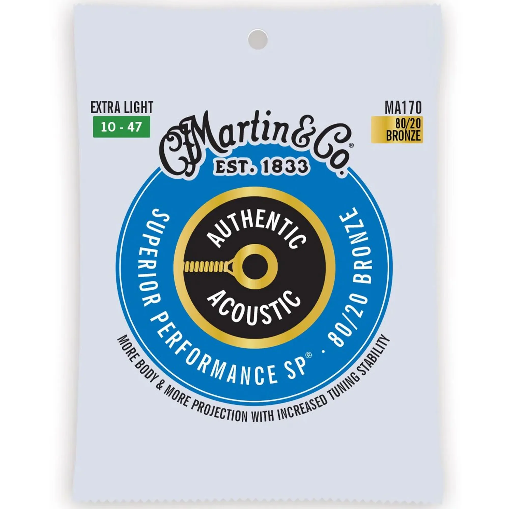 Martin Strings Authentic Acoustic Guitar Set SP 80/20 Bronze Extra Light - 0.10 - 0.47
