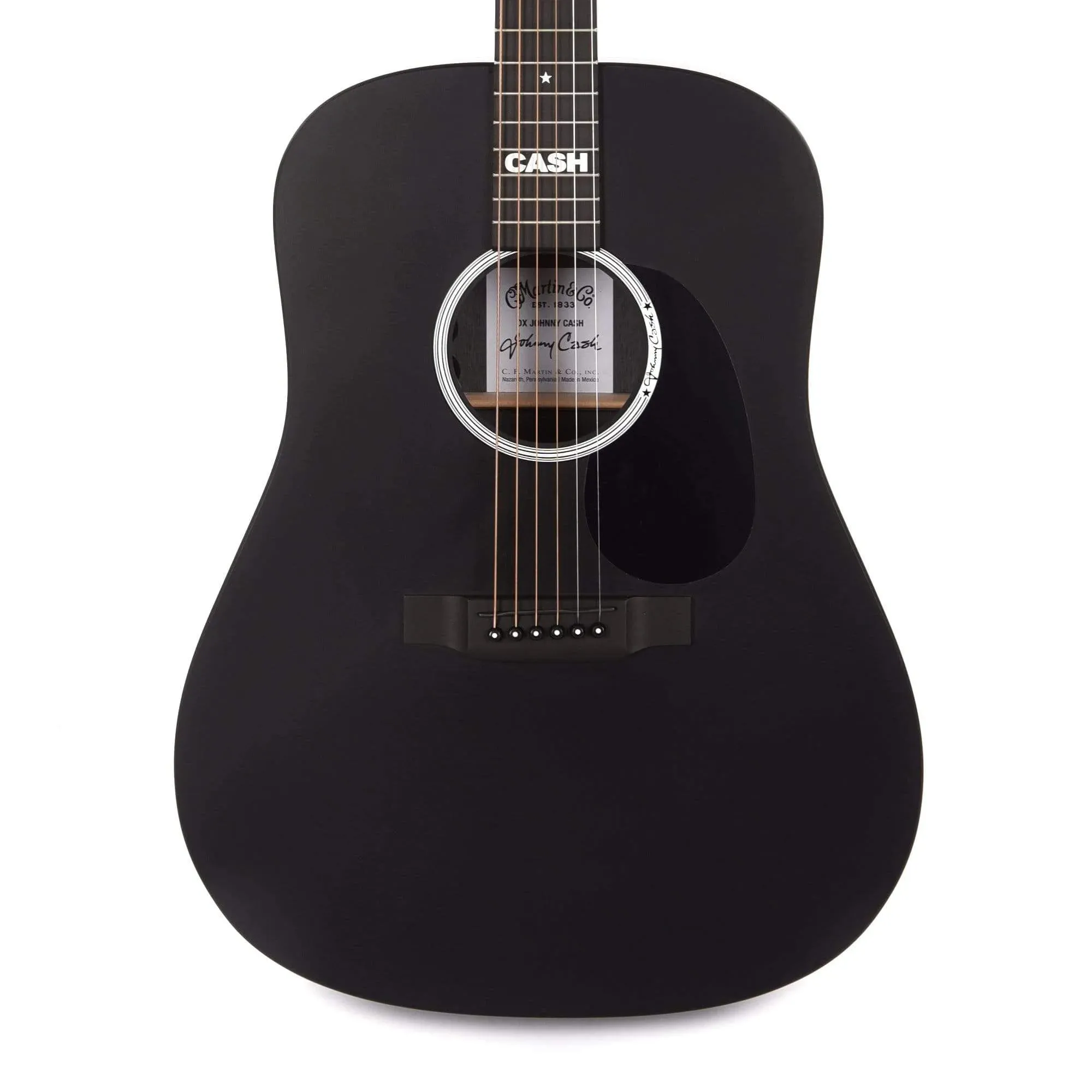 Martin Signature Series Guitar DX Johnny Cash Dreadnought Acoustic Electric - Jett Black