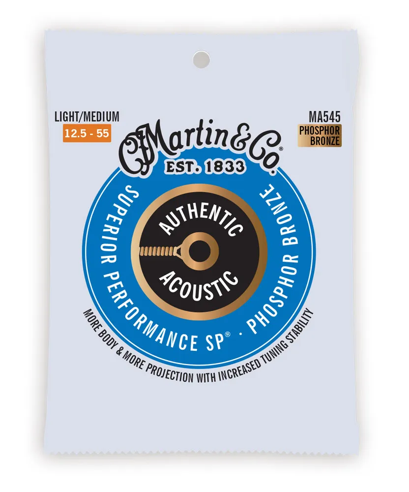 Martin Strings Authentic Acoustic Guitar Set Superior Performance SP 92/8 Phosphor Bronze Light/Medium - 012.5 -.055