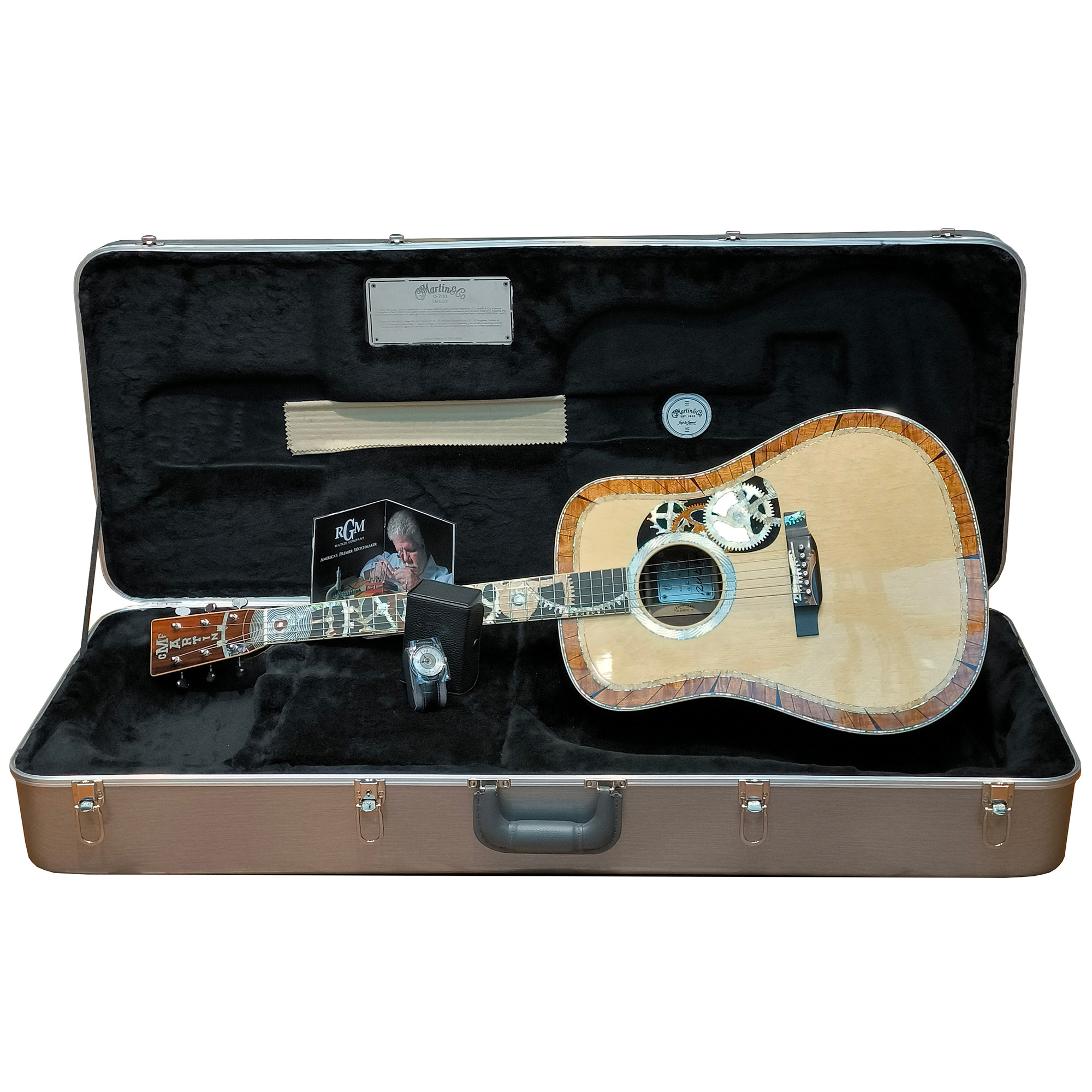 Martin D200 Deluxe Dreadnought Acoustic Guitar (Pre-Order) - Brazilian Rosewood - Includes Wearable Wristwatch from RGM and Martin Aluminum Hard Shell Case (PRE ORDER)