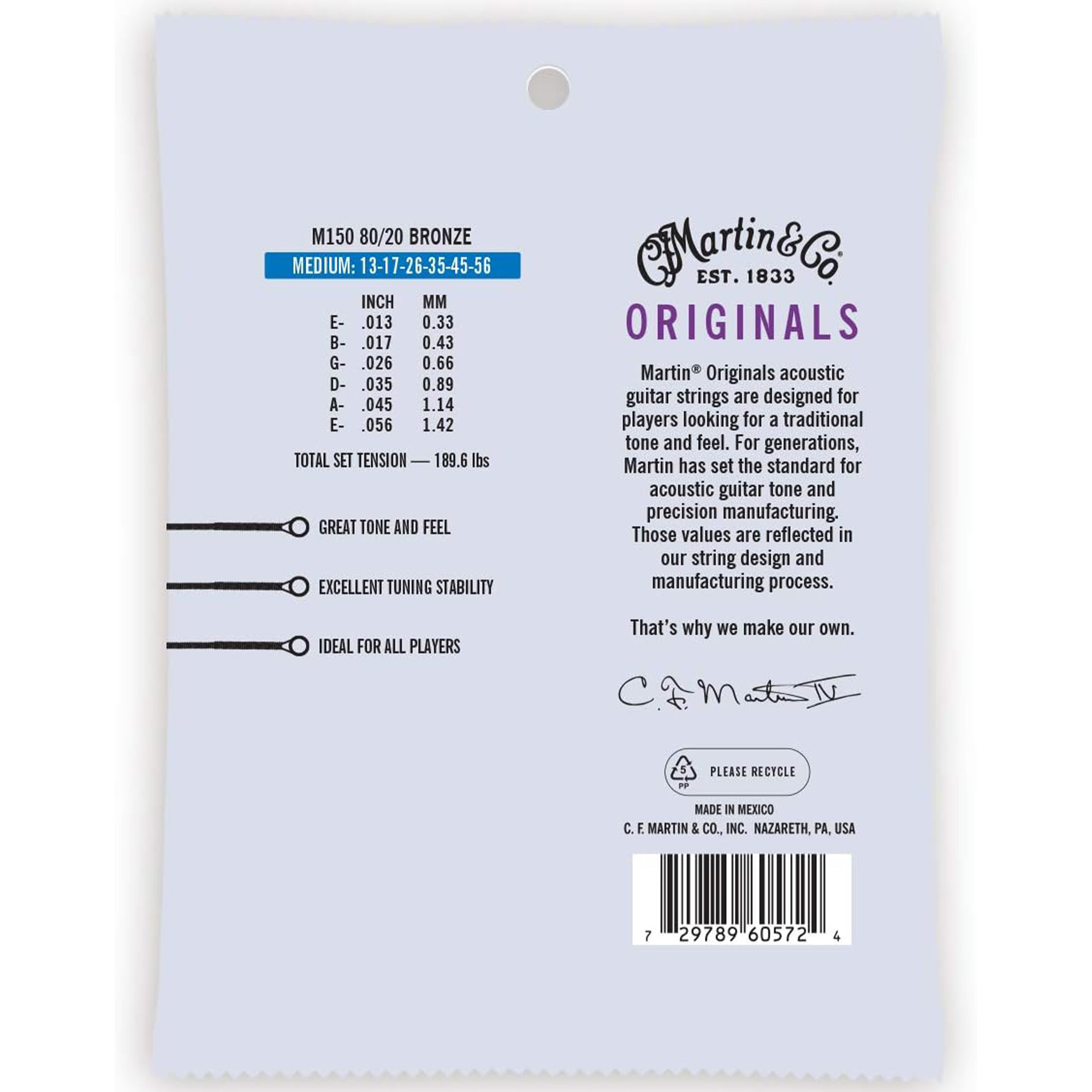 Martin Strings The Original Acoustic Guitar Set 80/20 Medium - 013-.056