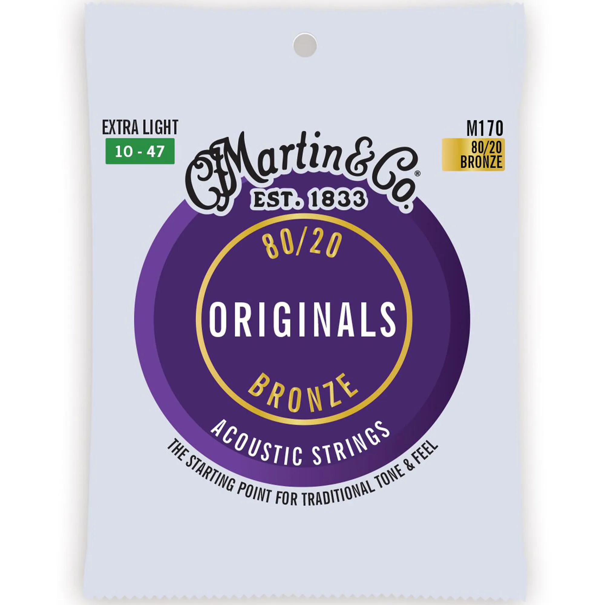 Martin Strings Original 80-20 Bronze Acoustic Guitar Extra Light - .010-.047