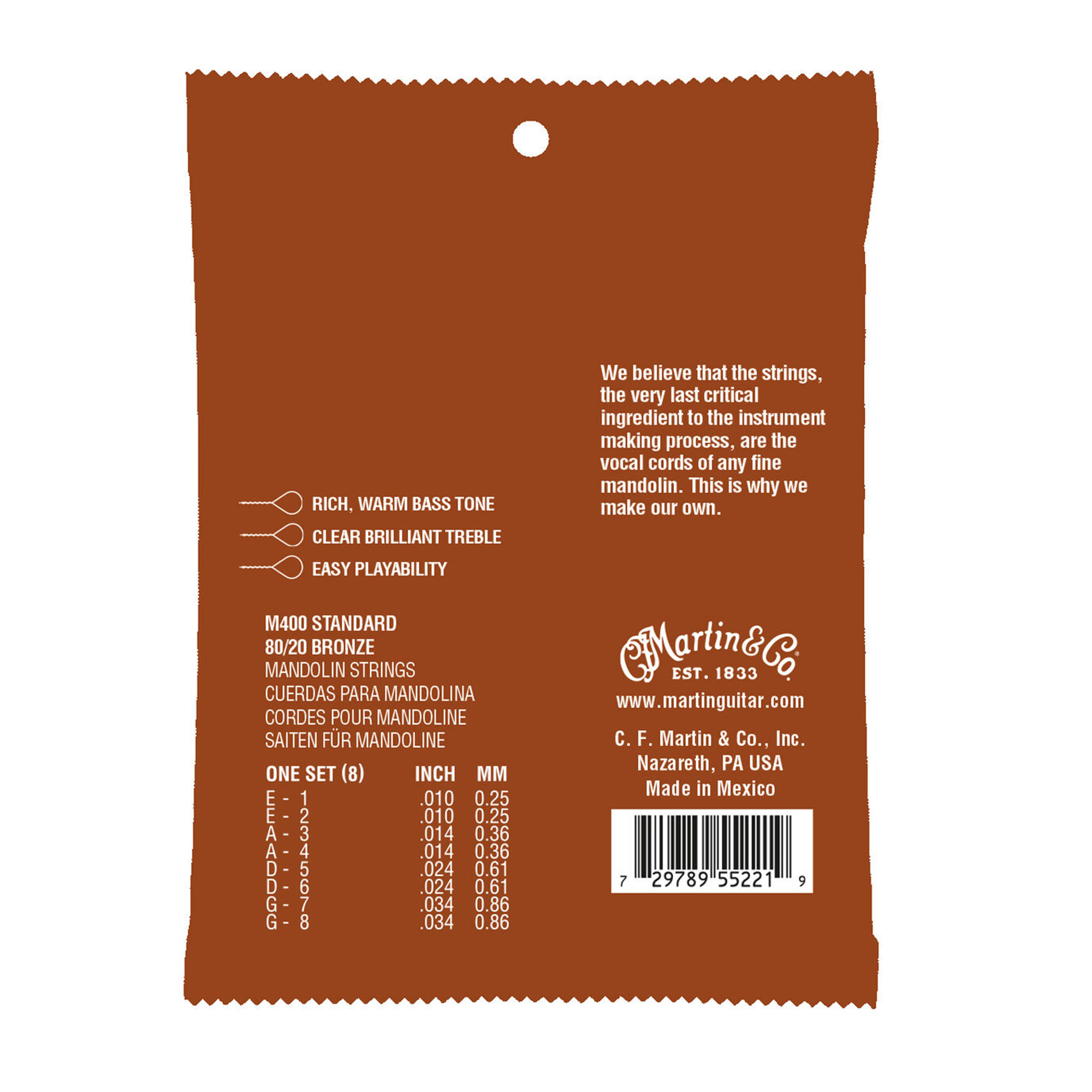 Martin Strings 80/20 Bronze Mandolin - .010-.034 Standard