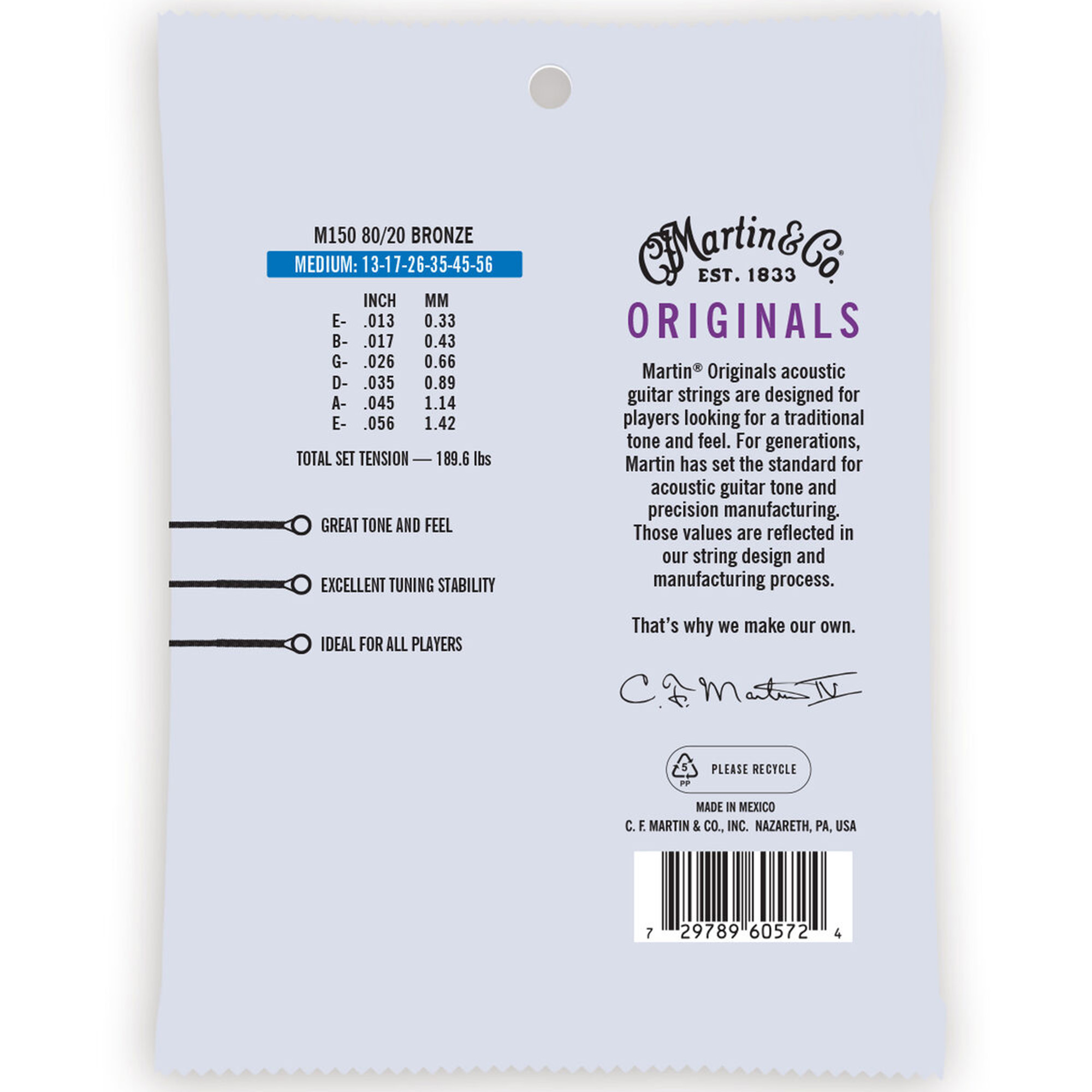 Martin Strings Authentic Acoustic Guitar Set SP 80/20 Bronze Medium - 0.13 - 0.56 -
