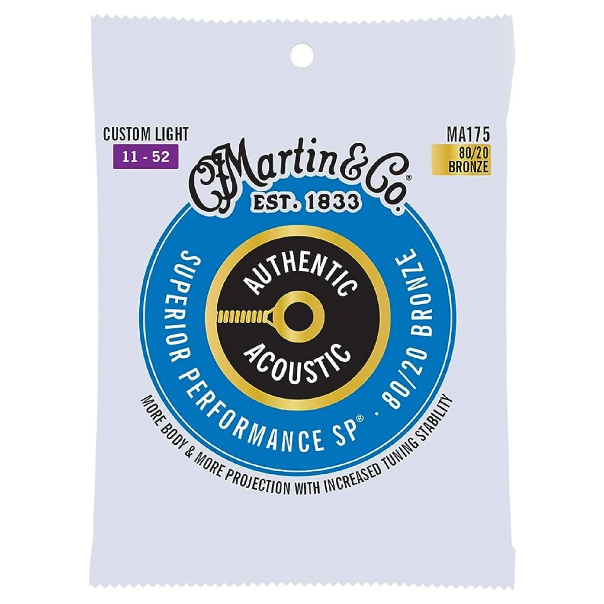 Martin Strings Authentic Acoustic Guitar Set SP 80/20 Bronze Custom Light - 0.11 - 0.52