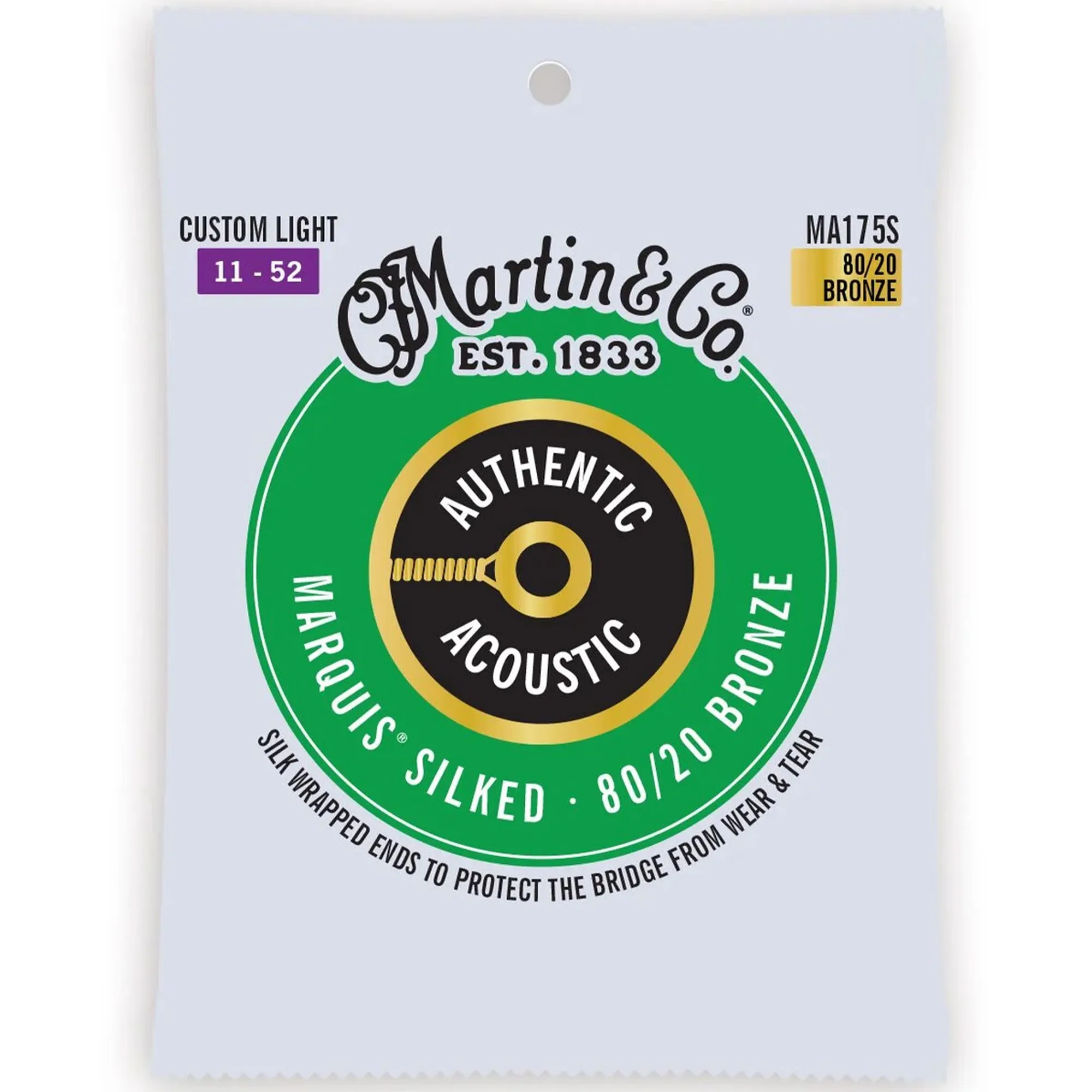 Martin Strings Authentic Acoustic Guitar Set Marquis Silked 80/20 Bronze Custom Light - 011 -.052