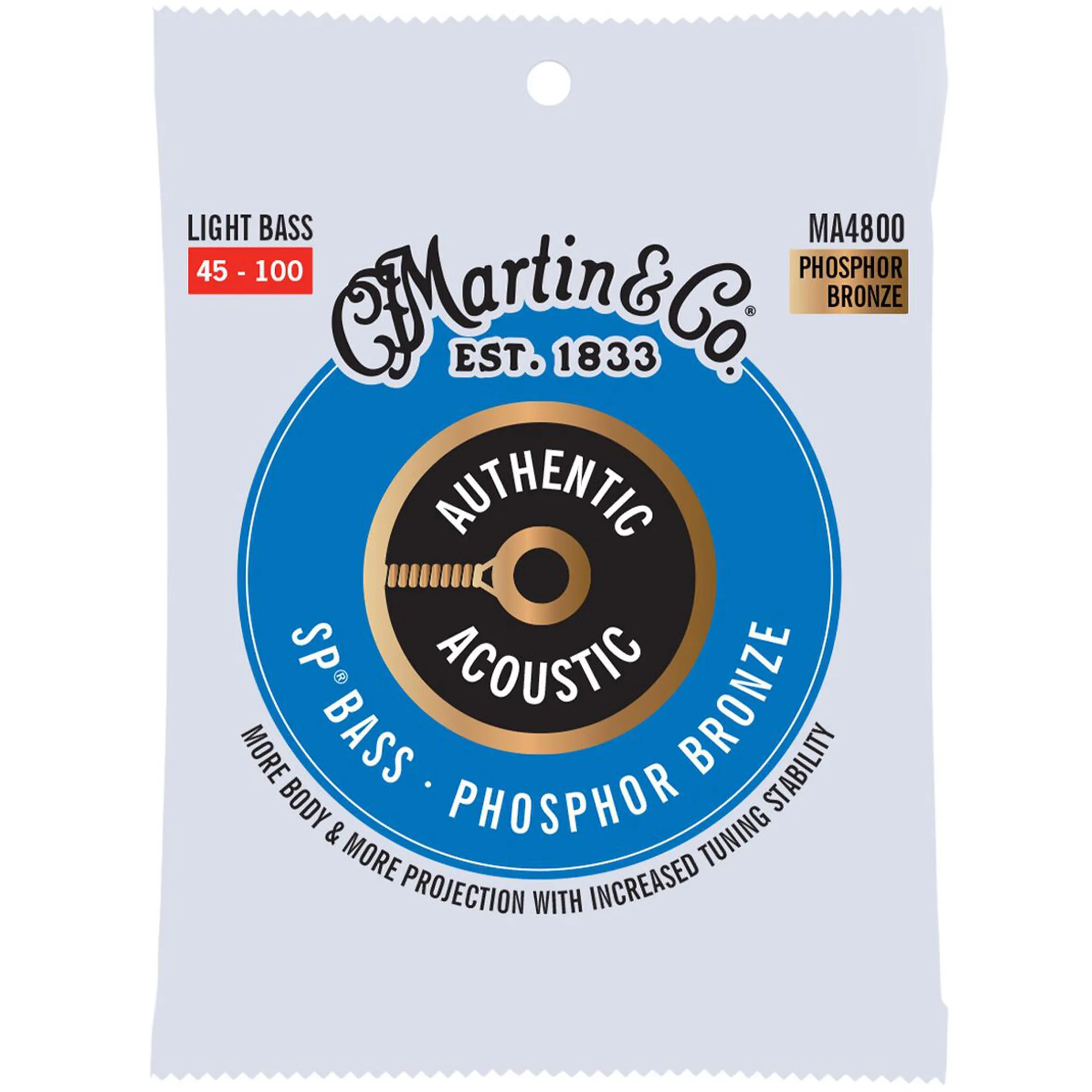 Martin Strings Authentic Acoustic Superior Performance SP Bass Guitar Light - .045-.100