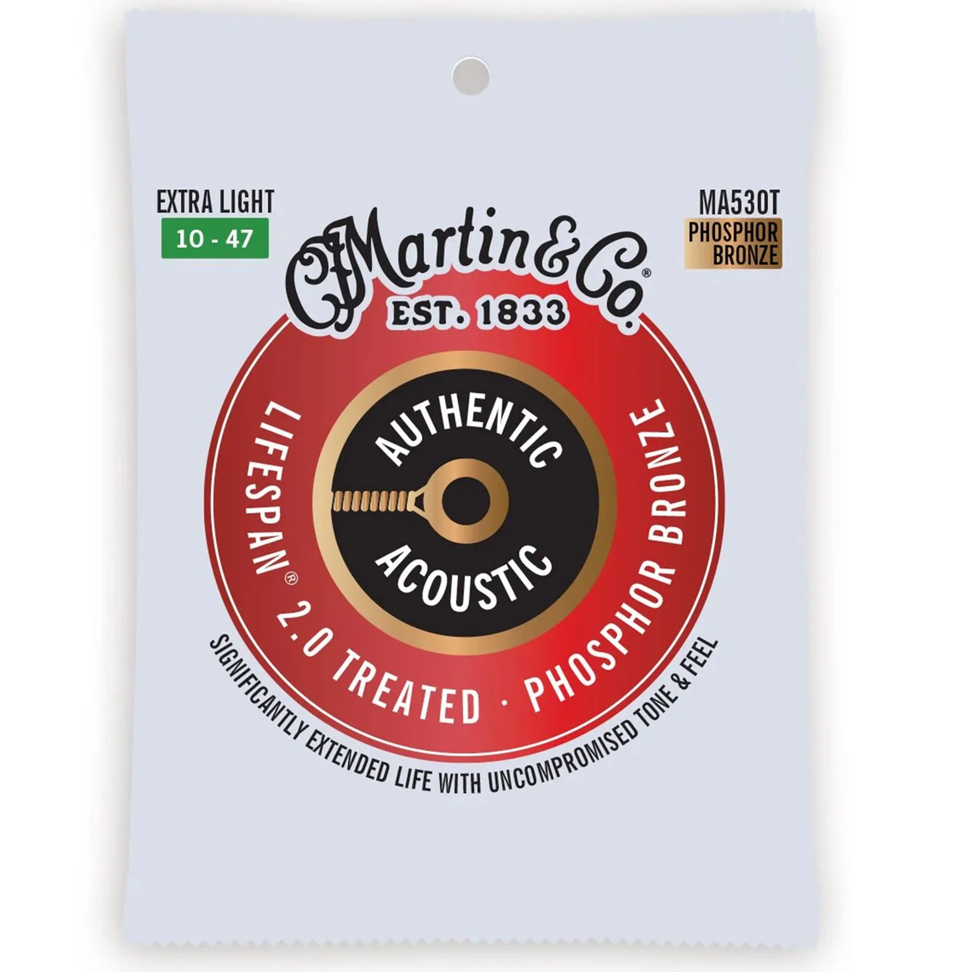 Martin Authentic Acoustic Guitar Set Lifespan 2.0  Strings - Extra Light .010-.047
