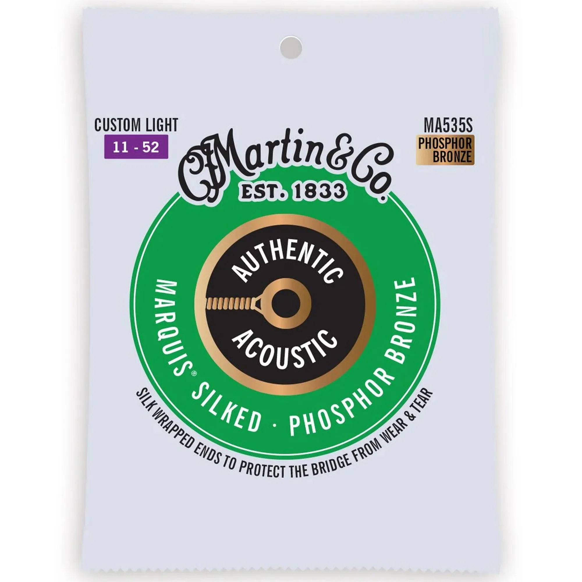 Martin Authentic Acoustic Guitar Marquis Silked Phosphor Bronze - Custom Light .011-.052