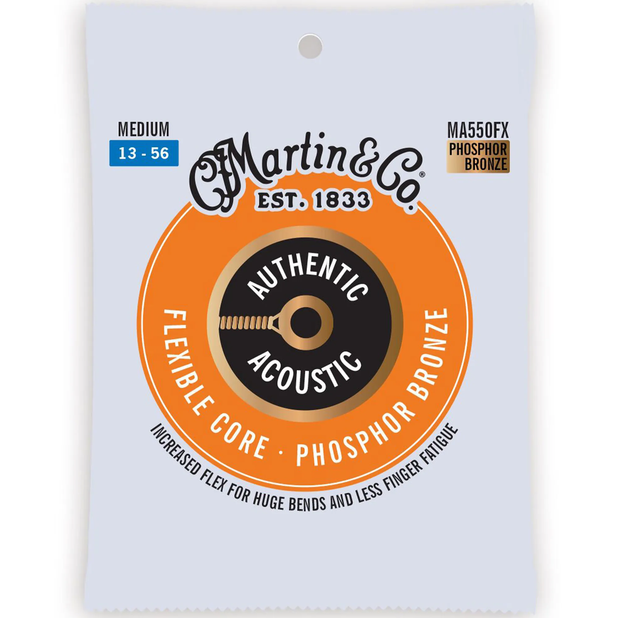 Martin Strings Authentic Acoustic Guitar Set Flexible Core Silk & Steel Folk Medium - 0.13 - 0.56