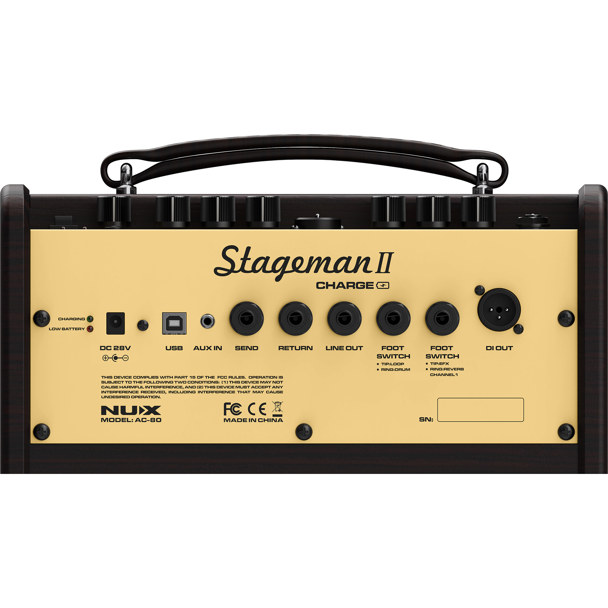 NUX AC-80 Stageman 2 Charge Acoustic Guitar Amplifier - 3 Years Warranty