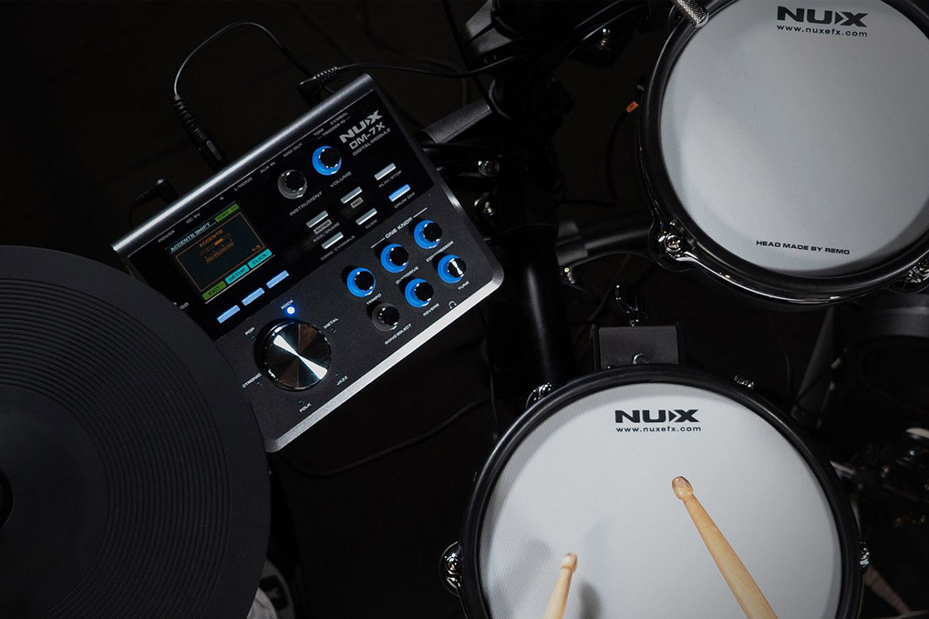 NUX DM-7X All Mesh Head Digital Drum Kit - 3 Years Warranty