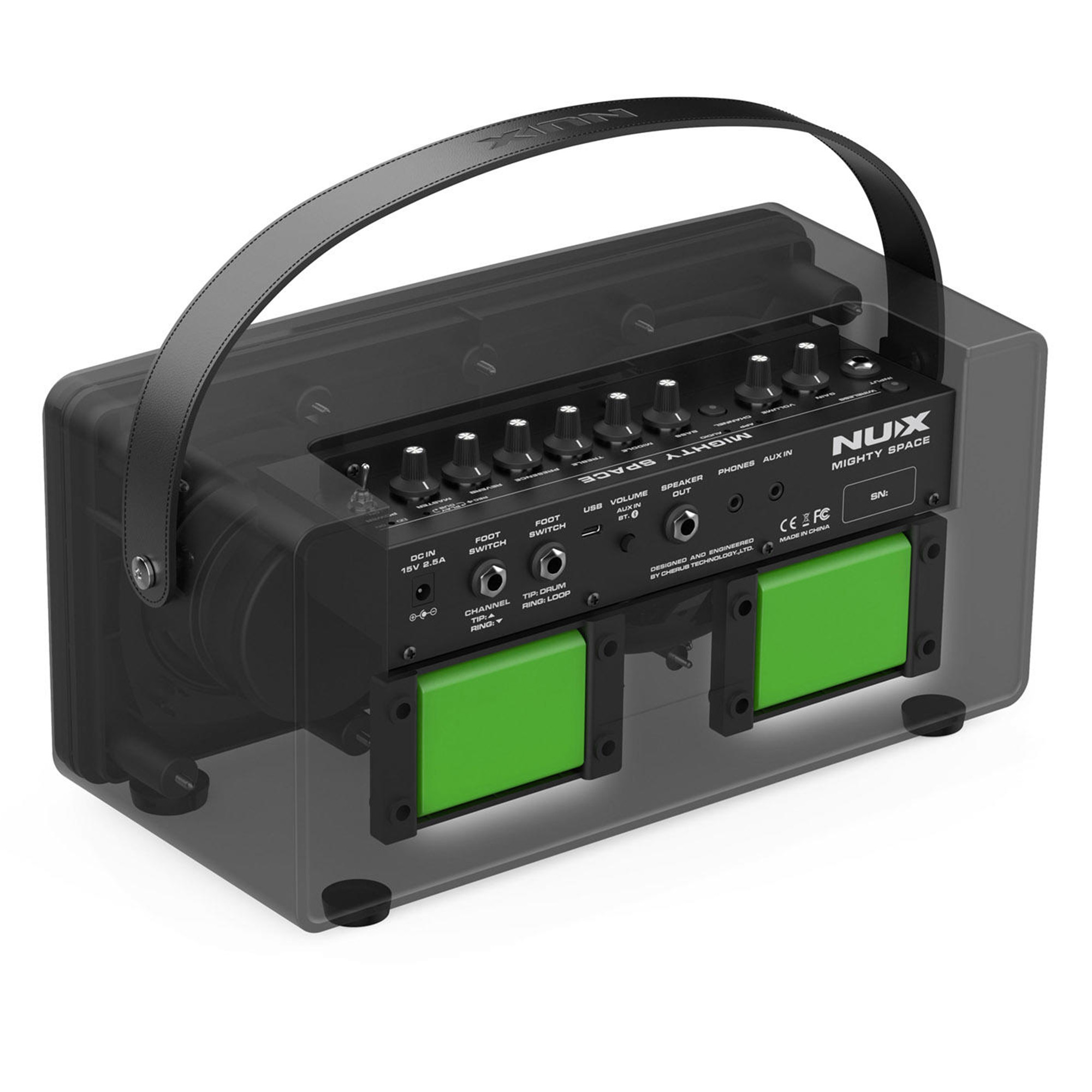 NUX Mighty Space Portable Wireless Stereo Modelling Guitar/Bass Amplifier with Bluetooth - 30Watt - 3 Years Warranty