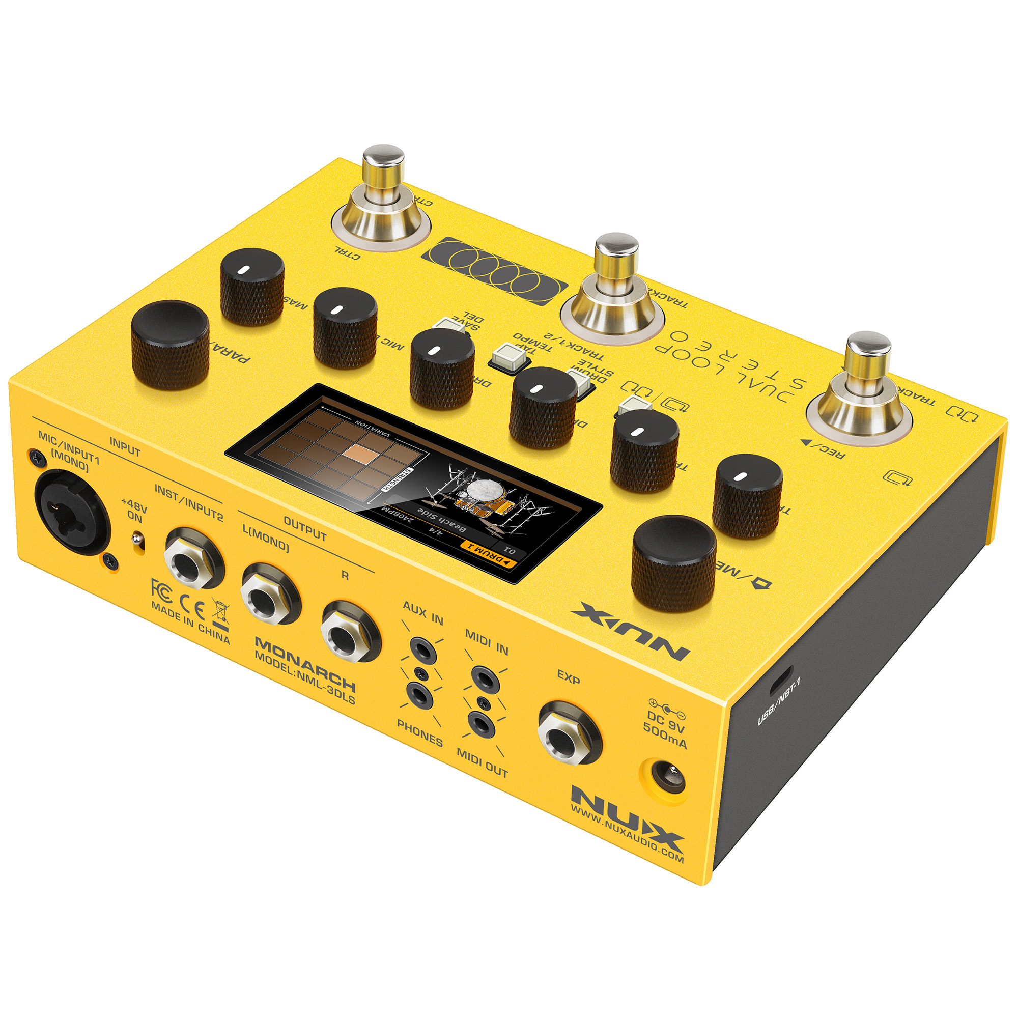 NUX Dual Loop Stereo Pedal Effects - Yellow - 3 Years Warranty