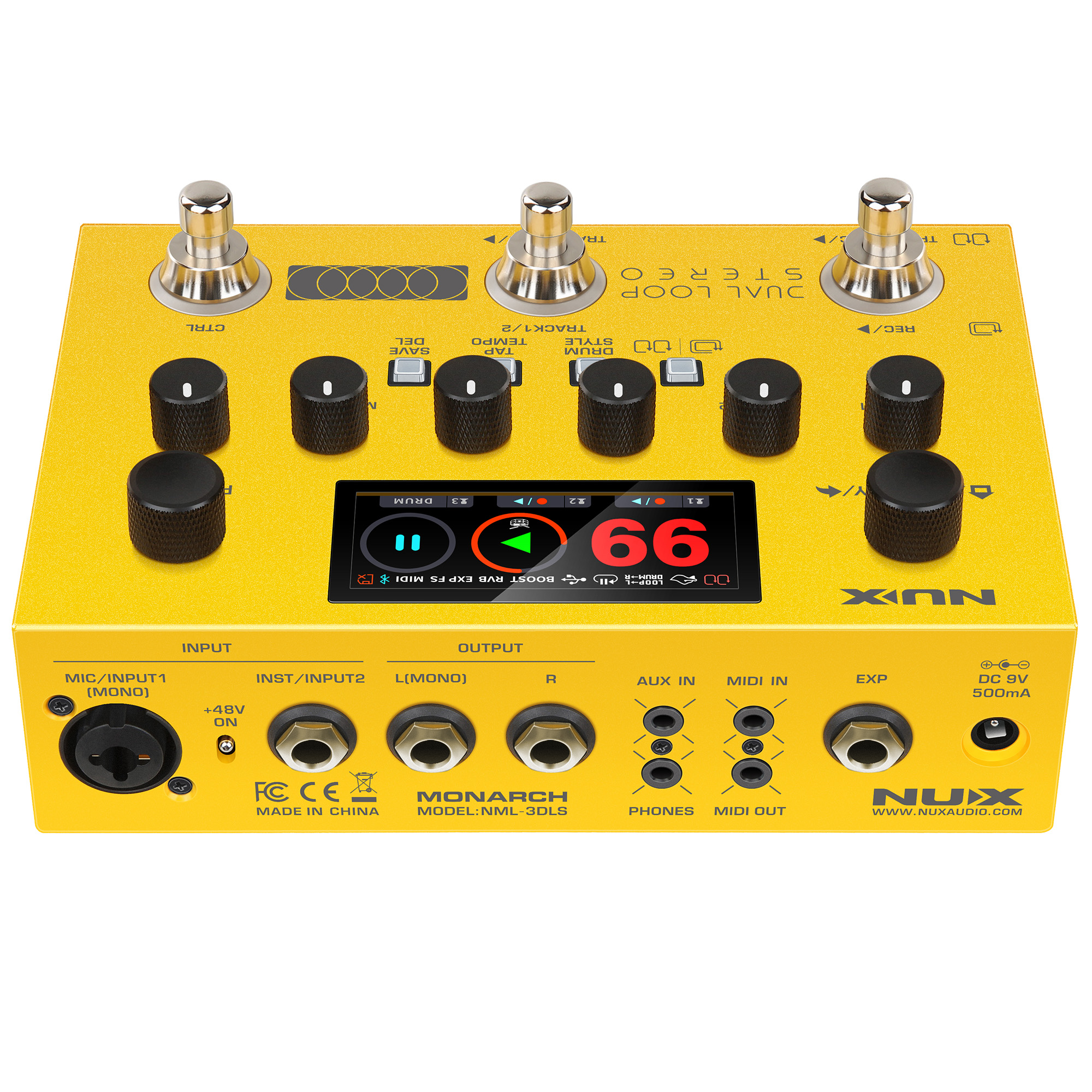 NUX Dual Loop Stereo Pedal Effects - Yellow - 3 Years Warranty