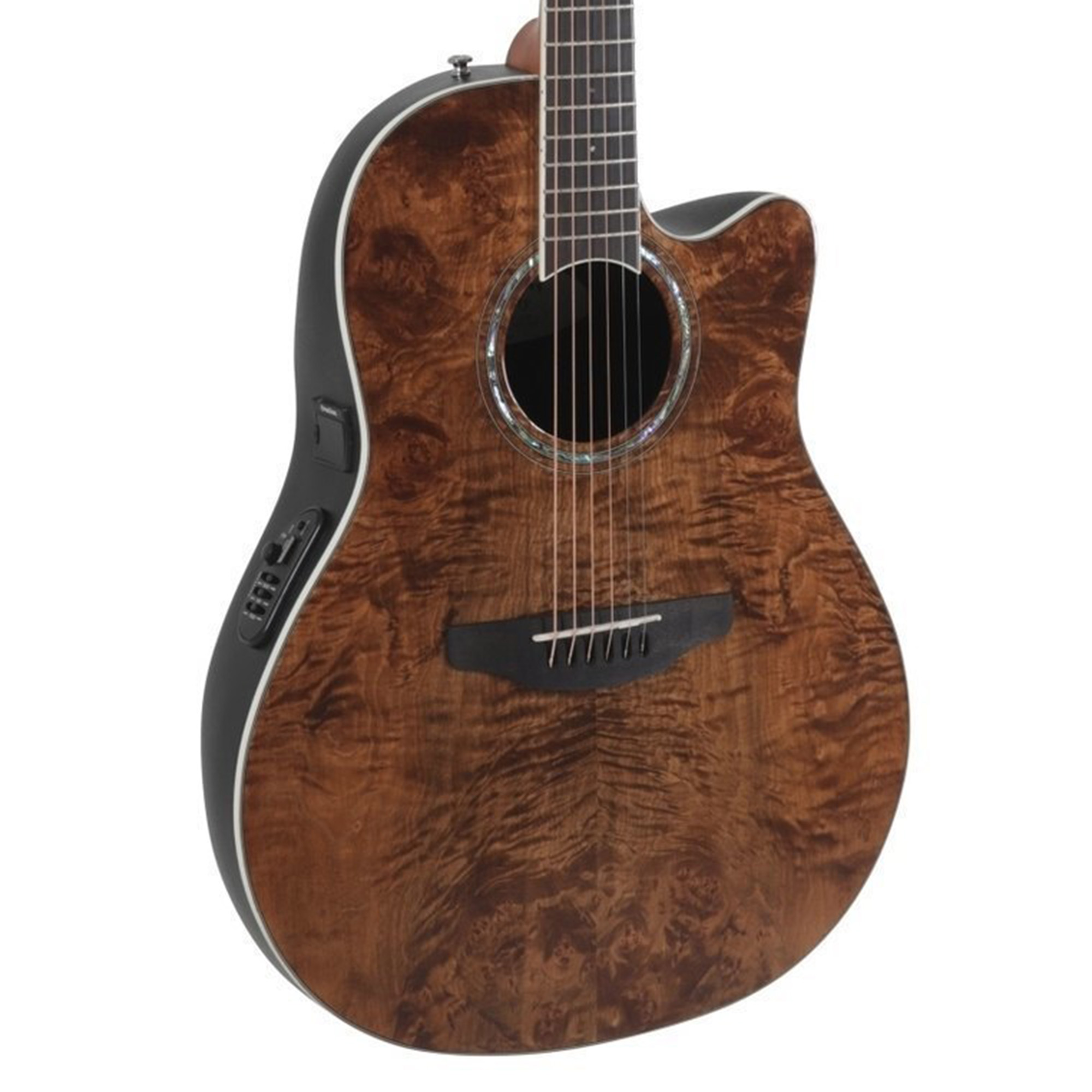 Ovation Celebrity Standard Plus Mid Cutaway Electric Acoustic Guitar - Nutmeg Burled Maple