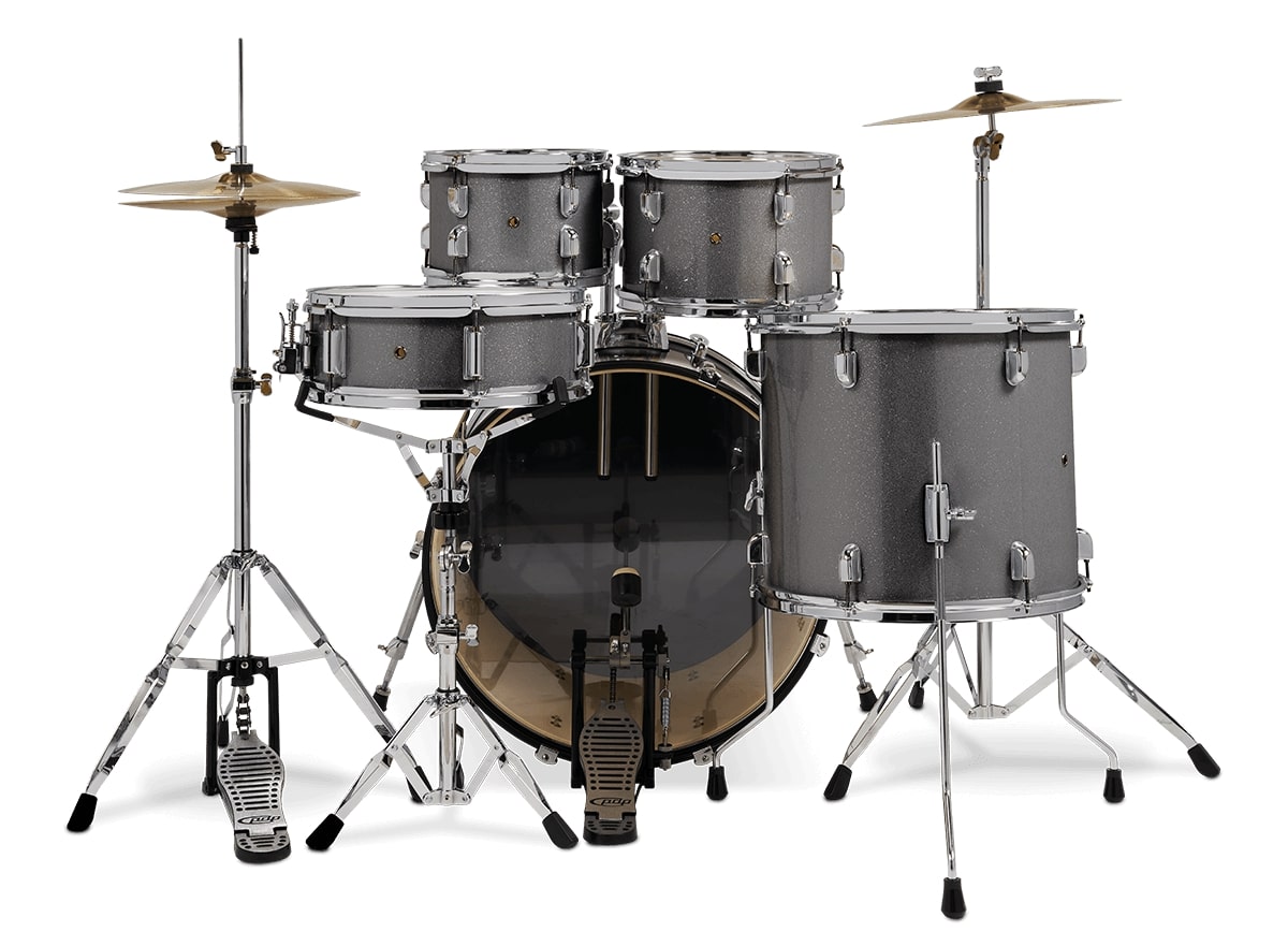 PDP Drums Center Stage 5 Pieces Drumset with Hardware and Cymbals - Silver Sparkle