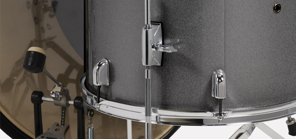 PDP Drums Center Stage 5 Pieces Drumset with Hardware and Cymbals - Silver Sparkle