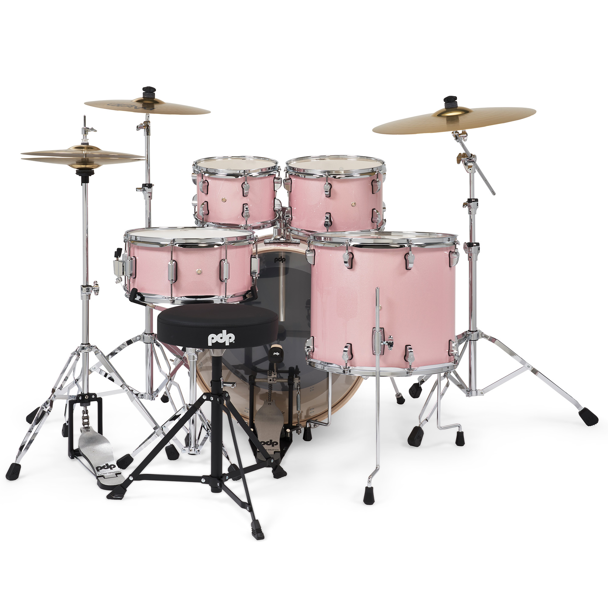 PDP Drums Mainstage 5 Pieces Drumset with Hardware and Paiste Cymbals - Pale Rose