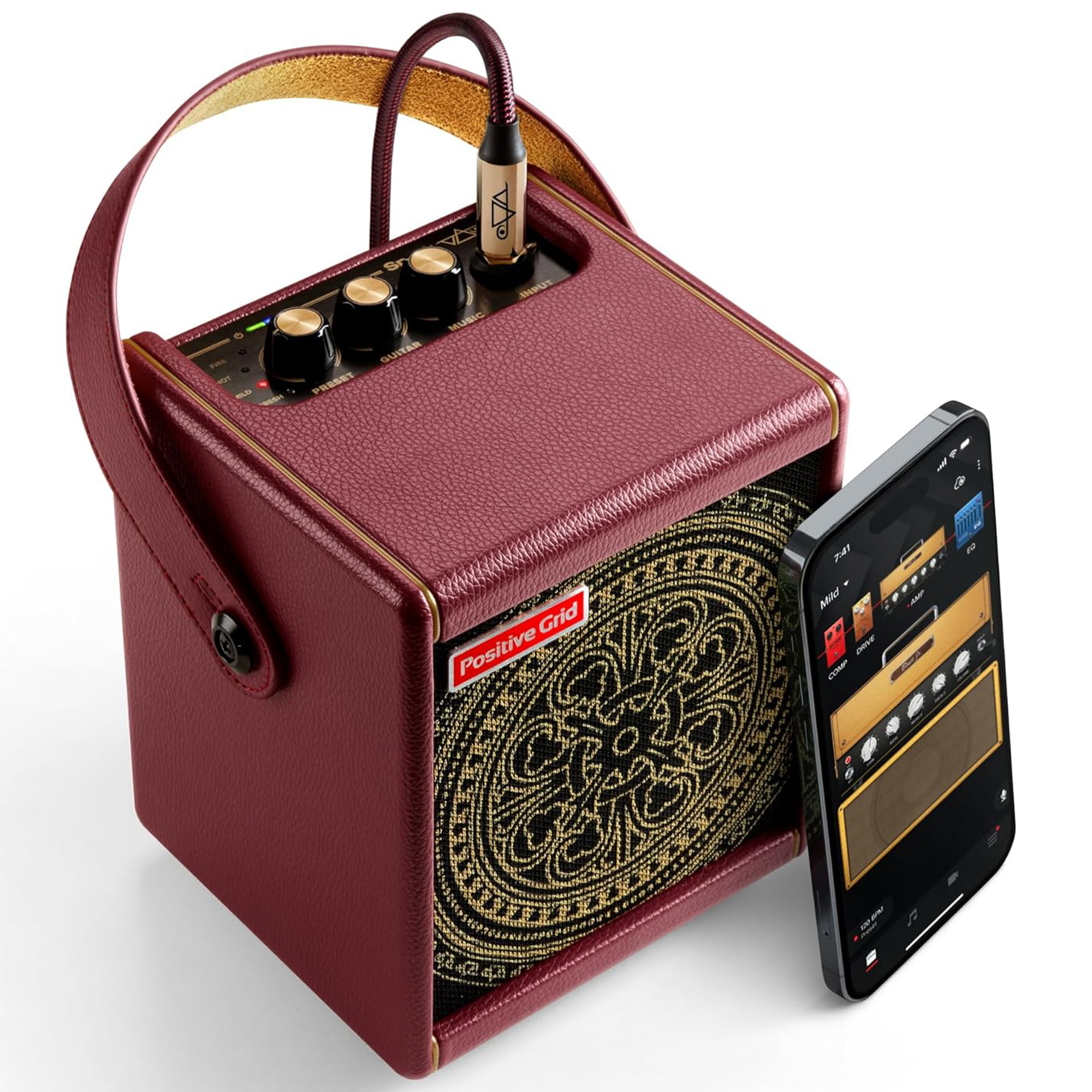 Positive Grid Spark Mini Special Edition Portable Smart Guitar Amp & Custom Cable 10 Watt