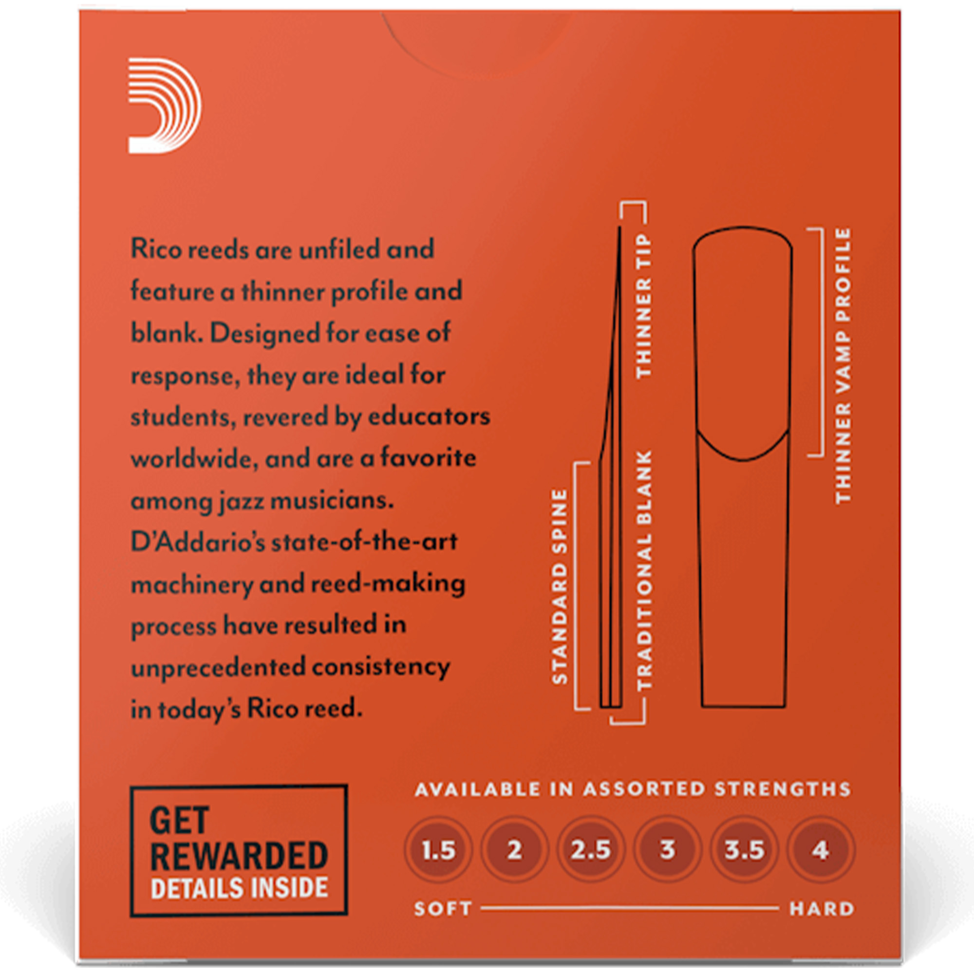 Rico by D'Addario RCA1015-1 Bb Clarinet Reeds - Strength 1.5 - 10 Pieces