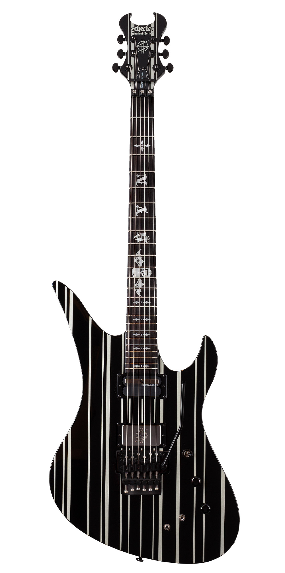Schecter Electric Guitar Synyster Custom-S - Gloss Black With Silver Pin Stripes