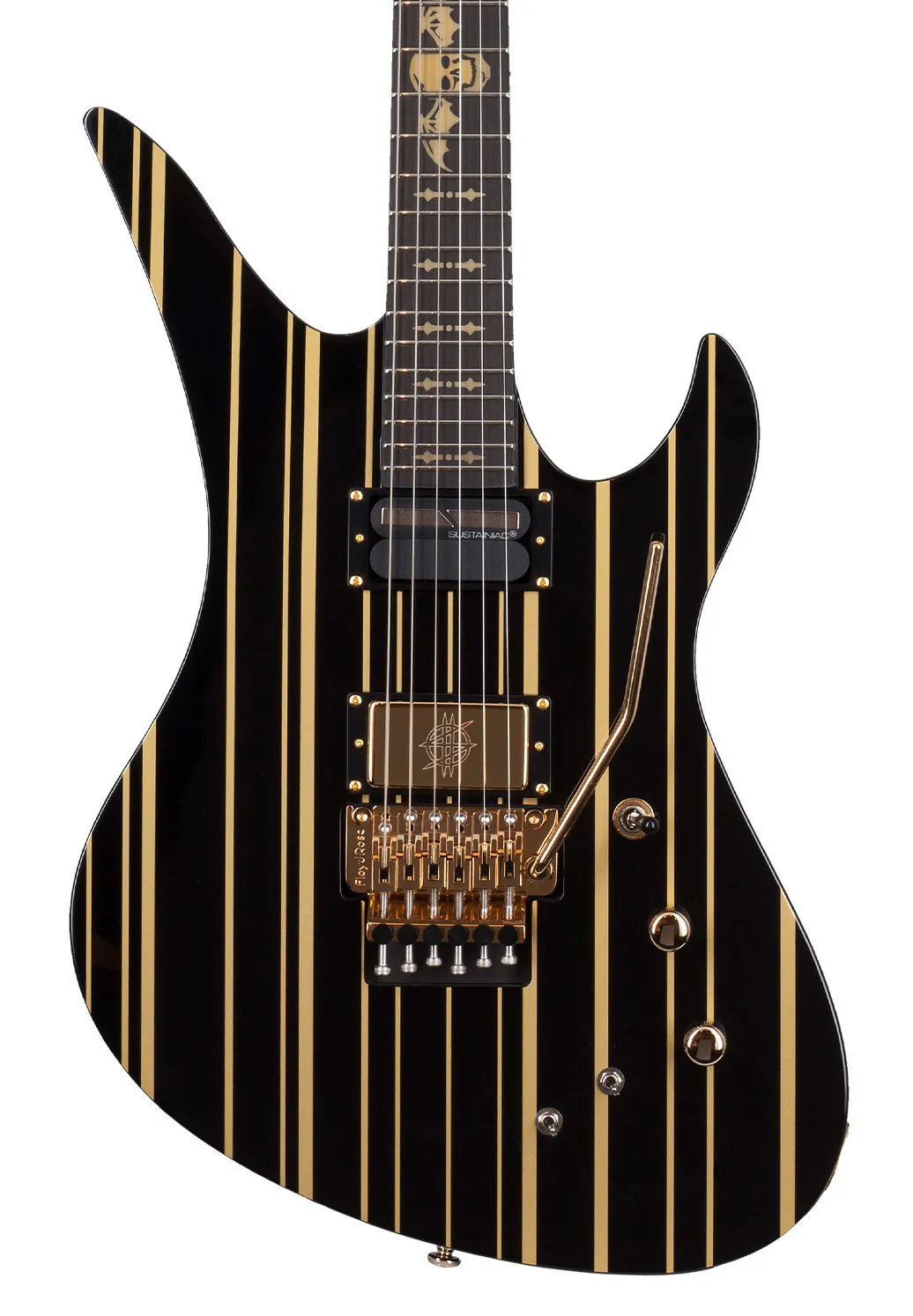 Schecter Synyster Custom S Electric Guitar - Gloss Black With Gold Stripes