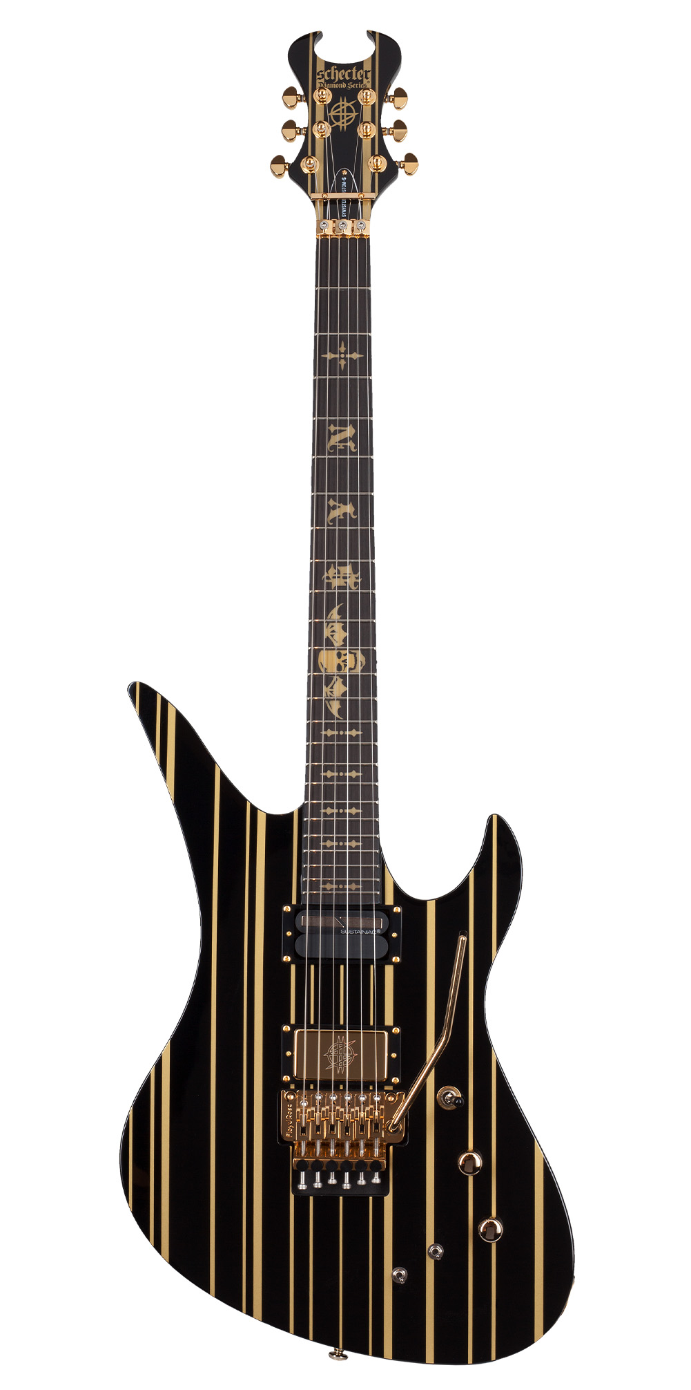 Schecter Synyster Custom S Electric Guitar - Gloss Black With Gold Stripes