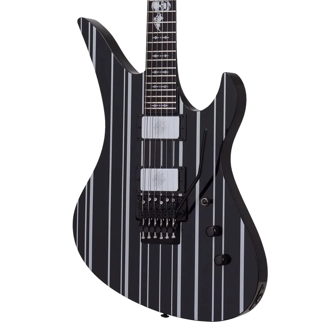Schecter Electric Guitar Synyster Custom - Gloss Black With Silver Pin Stripes