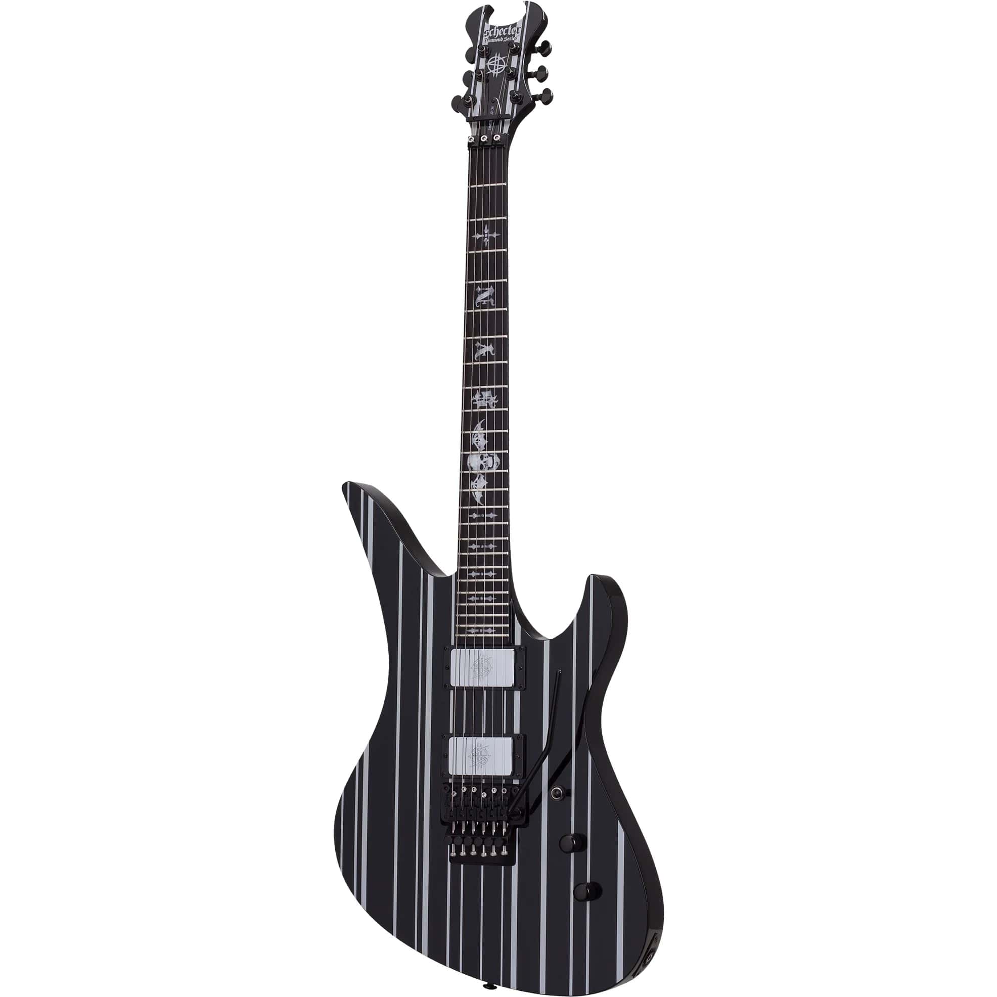 Schecter Electric Guitar Synyster Custom - Gloss Black With Silver Pin Stripes