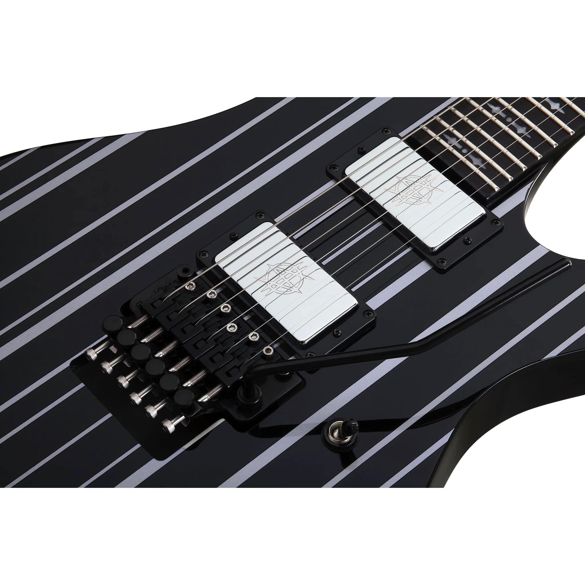 Schecter Electric Guitar Synyster Custom - Gloss Black With Silver Pin Stripes