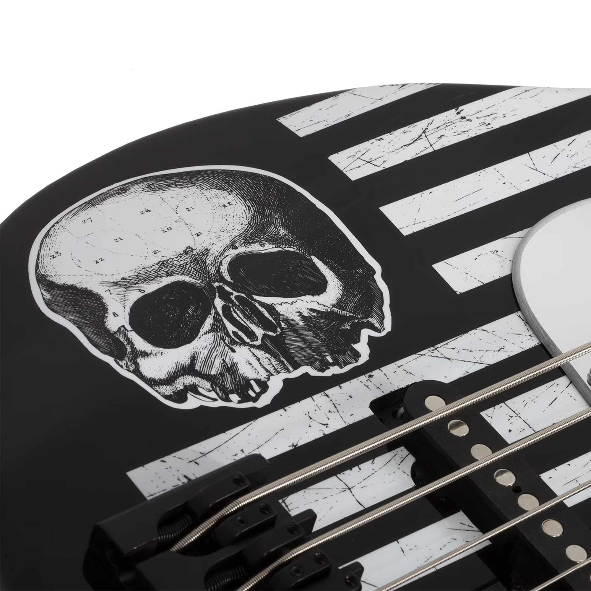 Schecter JD DeServio J-4 Electric Bass - Gloss Black with 'BLS' Distressed Flag (PRE ORDER)