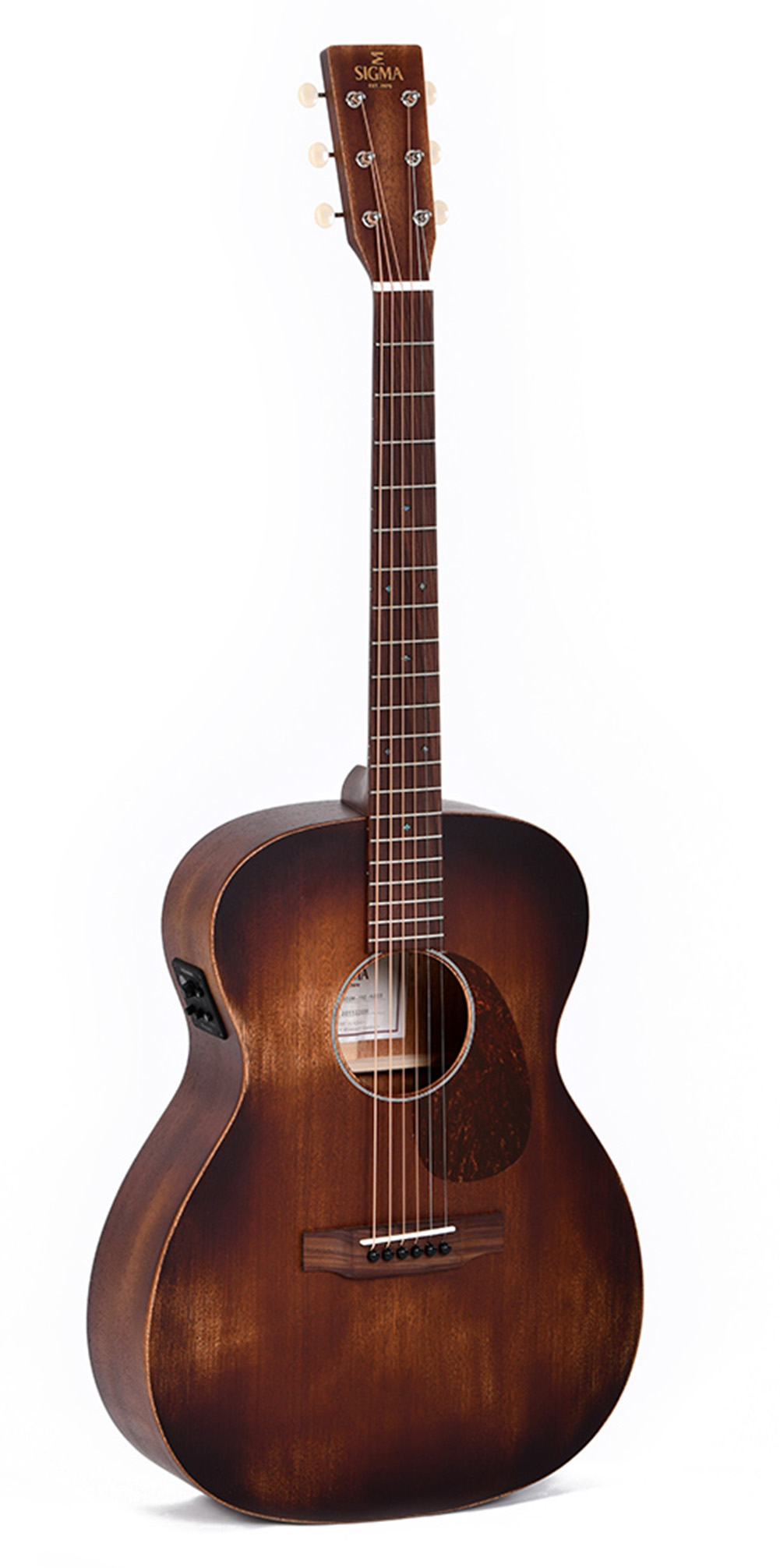 Sigma 000-14 Fret Solid Mahogany Semi Acoustic Guitar Distressed Satin - Mahogany