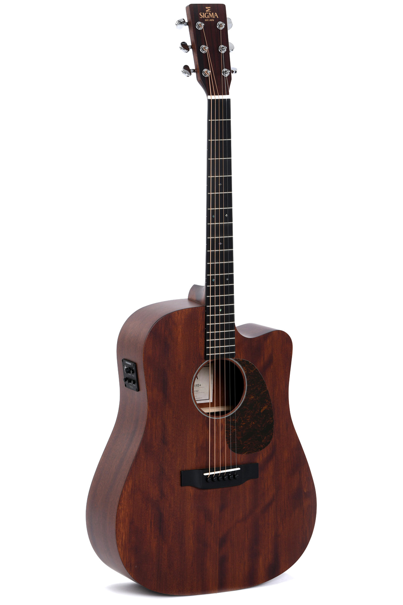 Sigma DMC-15E Cutaway Semi Acoustic Guitar - Mahogany Satin