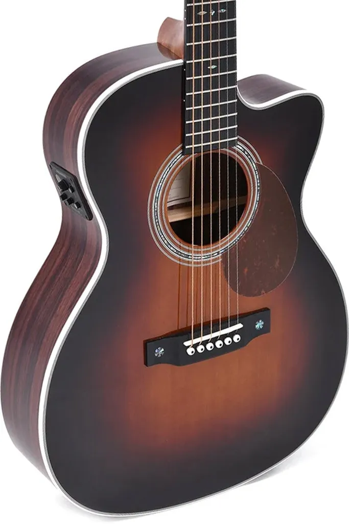 Sigma 000-14 Fret Cutaway Semi Acoustic Guitar - Polished Gloss with Sunburst
