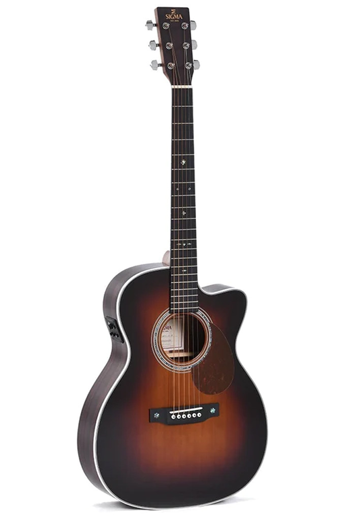 Sigma 000-14 Fret Cutaway Semi Acoustic Guitar - Polished Gloss with Sunburst