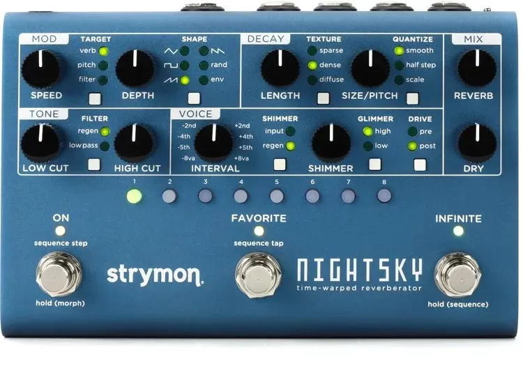 Strymon NightSky Time Warped Reverberator Pedal - Power Supply Included