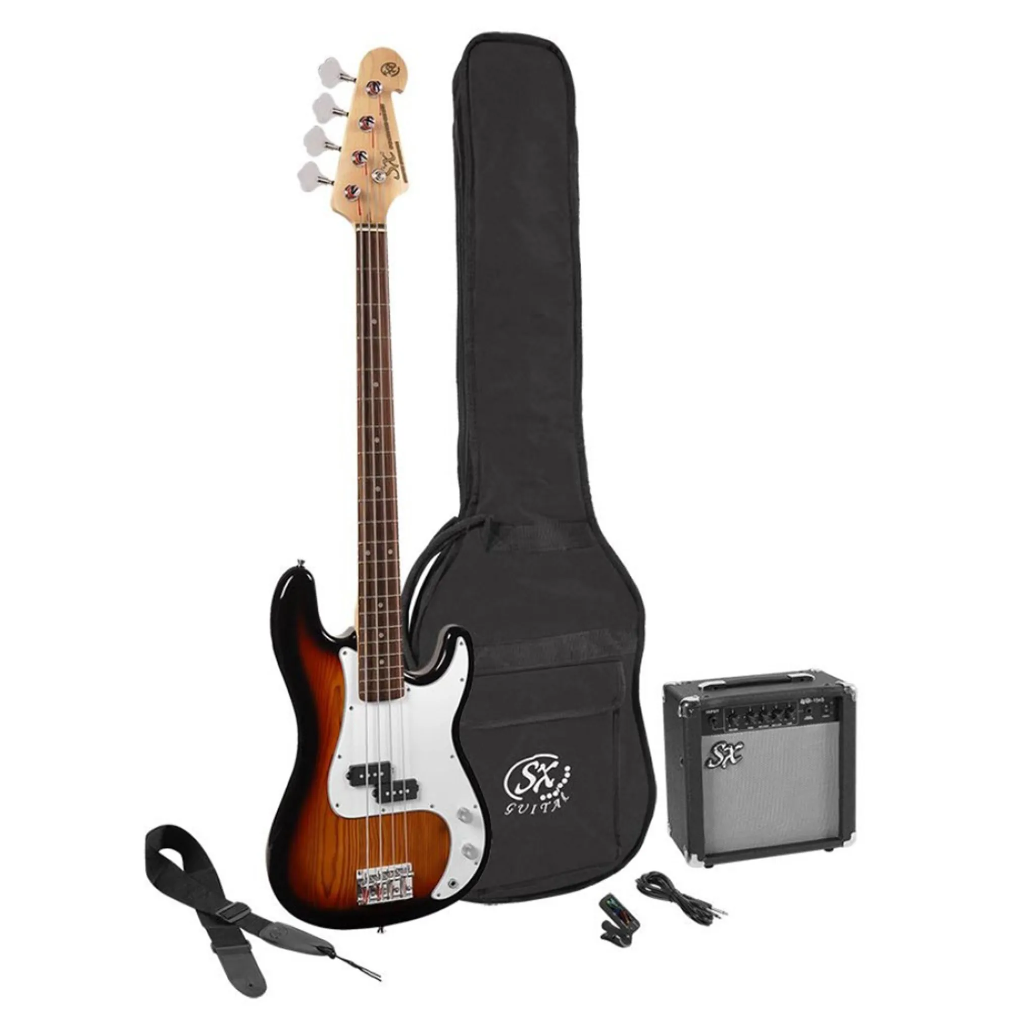 SX Guitar Precision SB2 Electric Bass Package Guitar - Sunburst