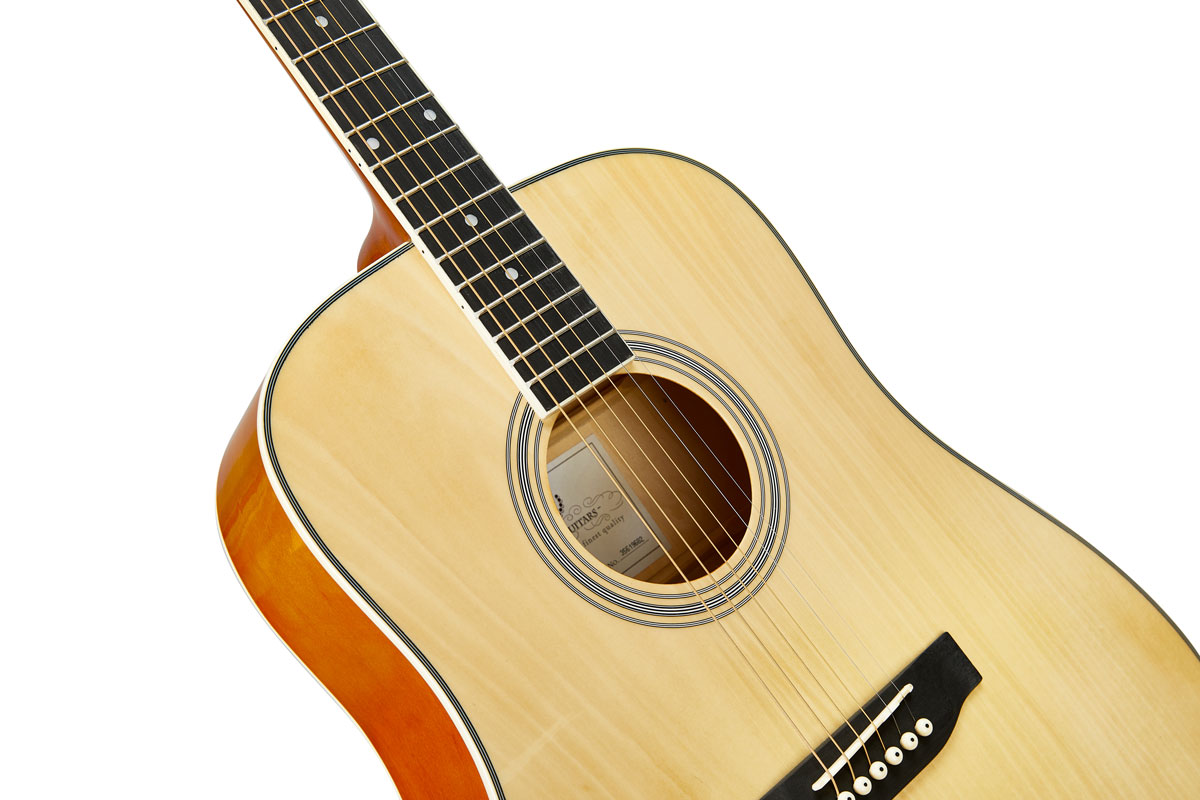 SX Guitar Dreadnought Acoustic - Gloss Natural