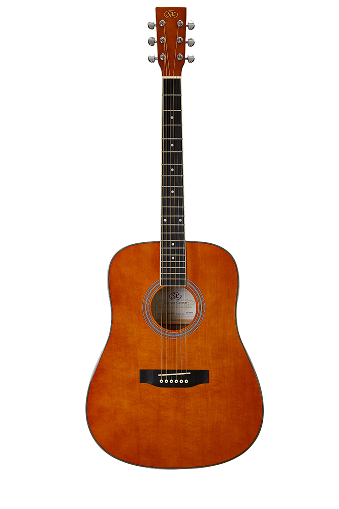 SX Guitar Dreadnought Acoustic - Gloss Brown