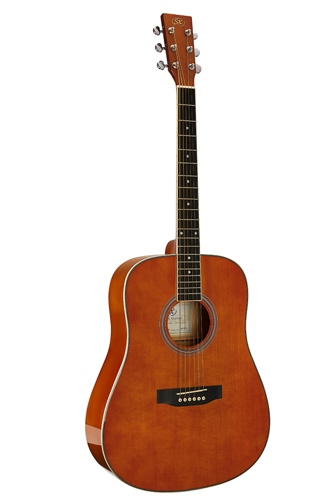 SX Guitar Dreadnought Acoustic - Gloss Brown