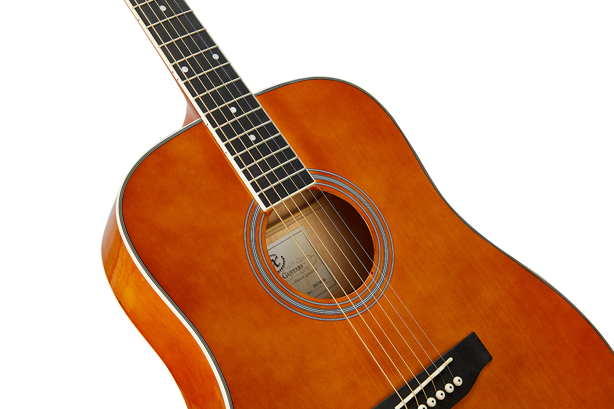 SX Guitar Dreadnought Acoustic - Gloss Brown