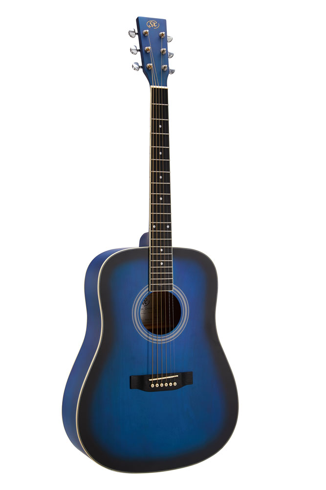 SX Guitar Dreadnought Acoustic - Gloss Blue Sunburst
