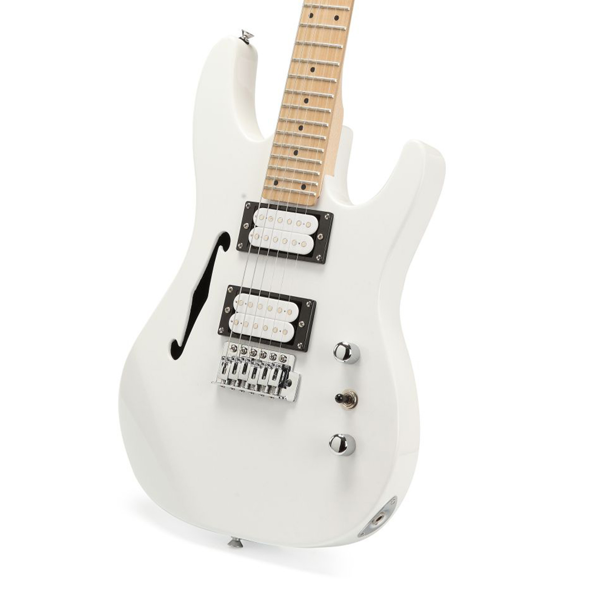 SX Guitar Hawk Semi Hollowbody SE Mini Electric Guitar - White