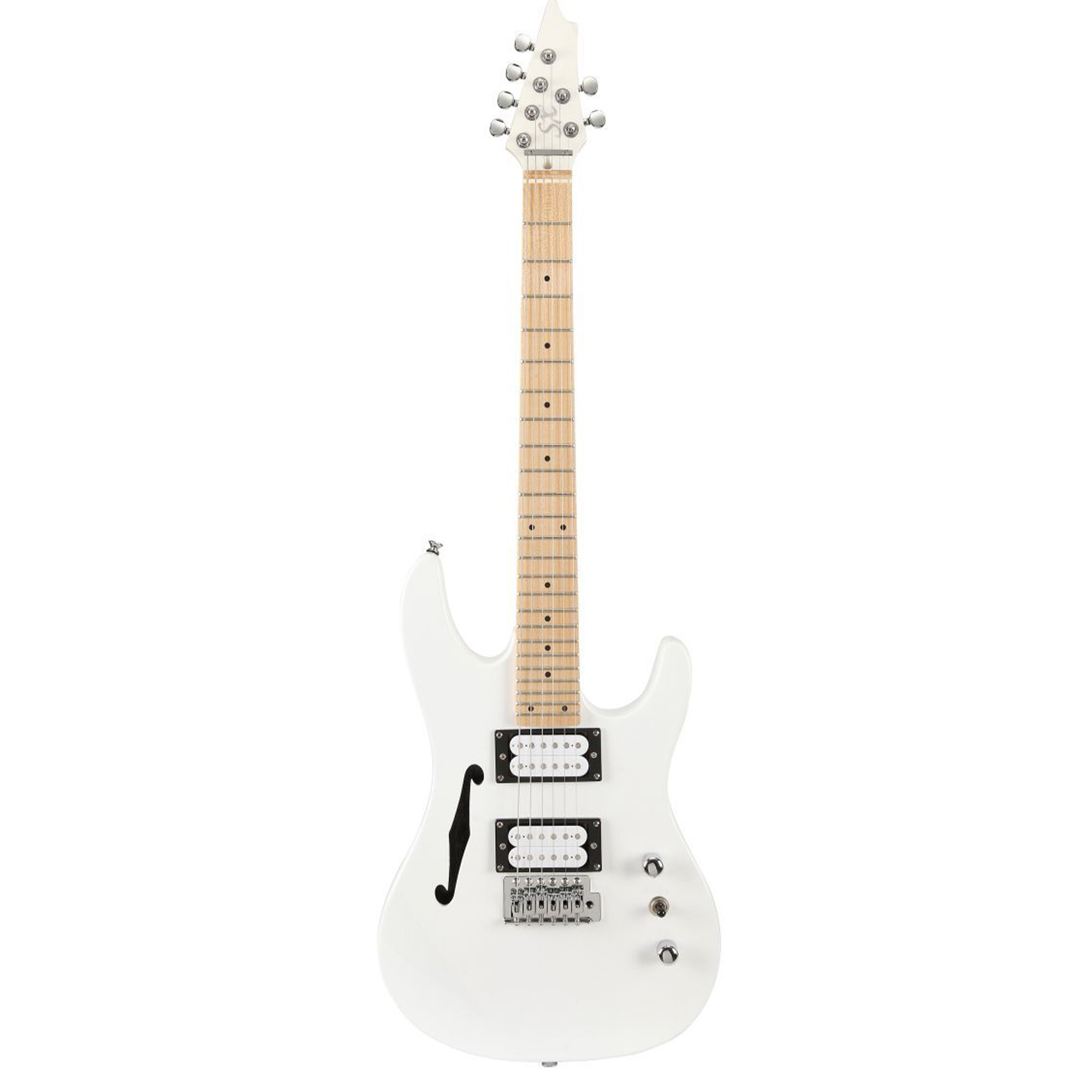 SX Guitar Hawk Semi Hollowbody SE Mini Electric Guitar - White