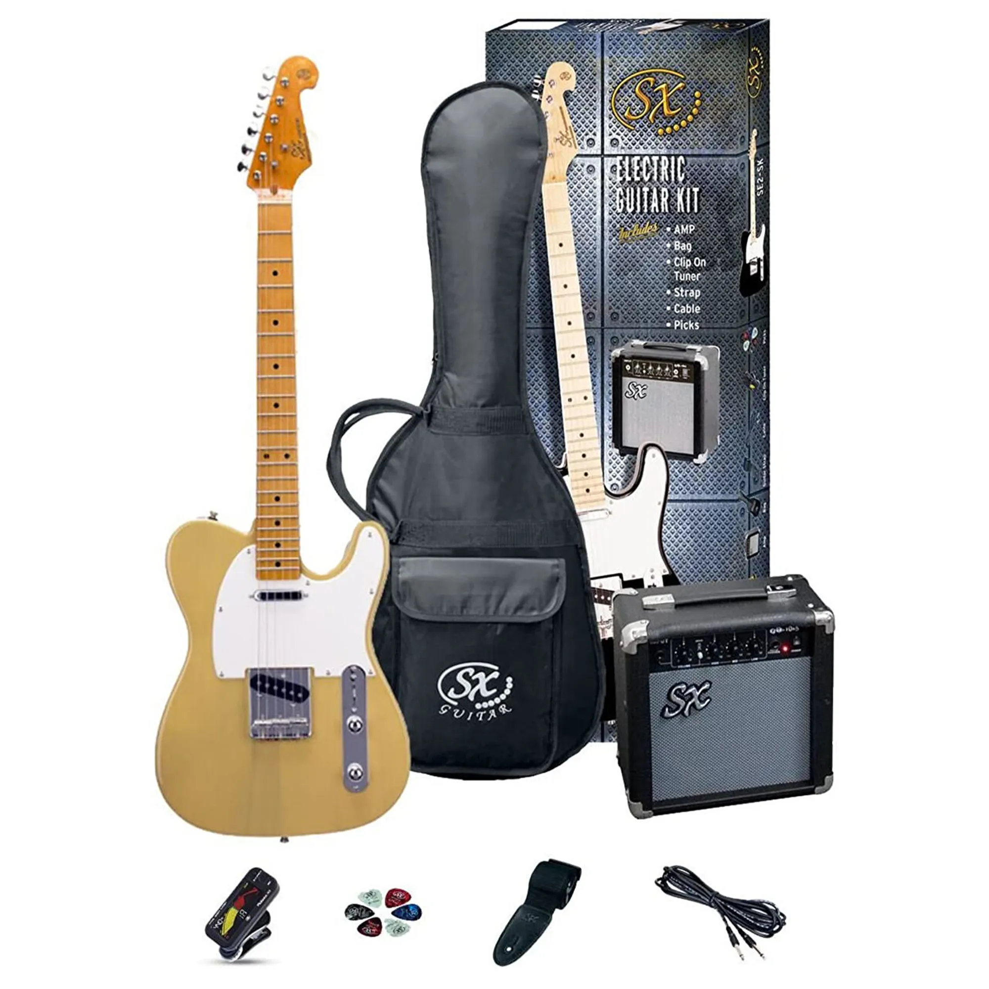 SX GuitarSE2 Electric Package Guitar - Butter Scotch Blonde