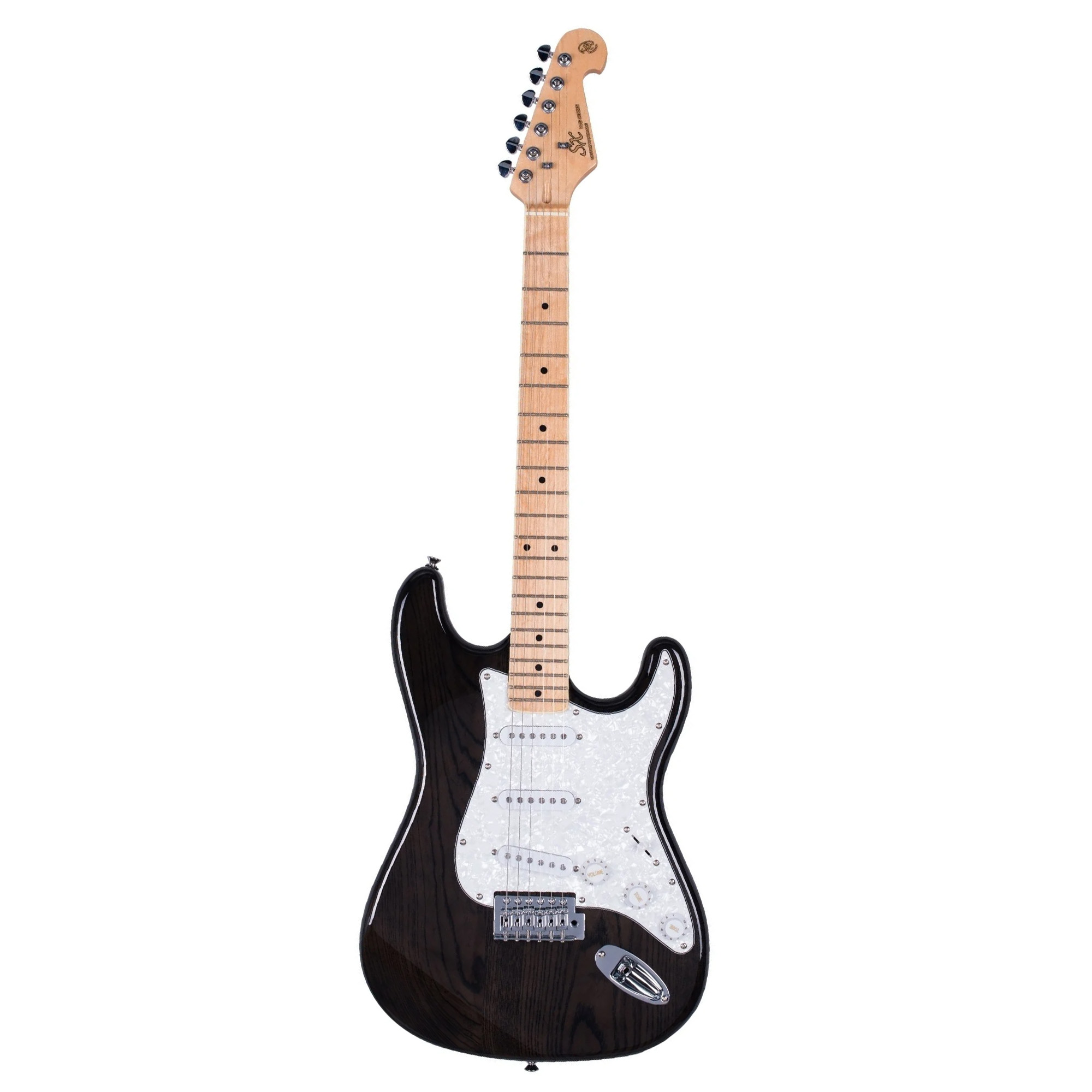 SX Guitar Ash Series Stallion Electric Guitar - Trans Black