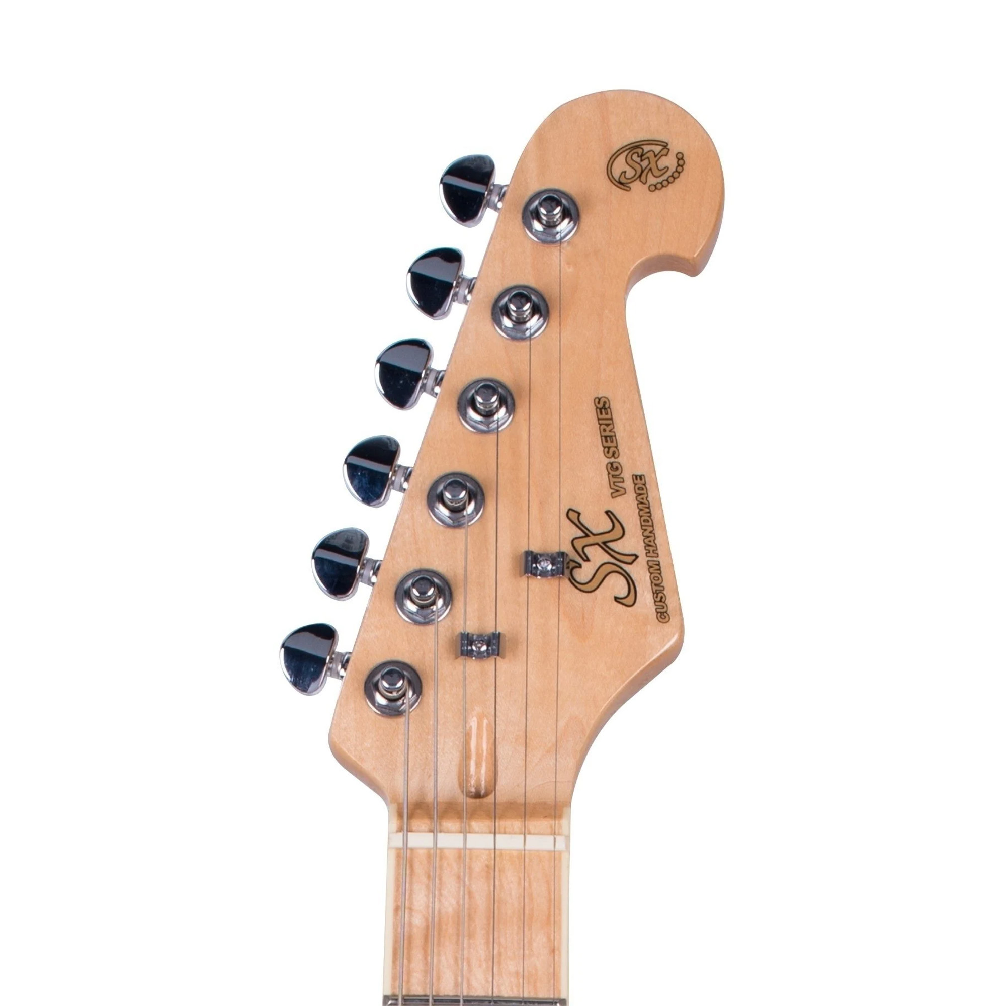 SX Guitar Ash Series Stallion Electric Guitar - Trans Black
